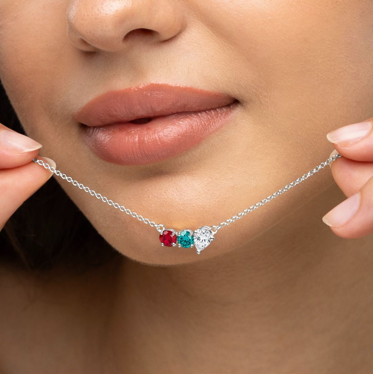 Talisa Stars Teardrop Birthstone Necklace [Sterling Silver]