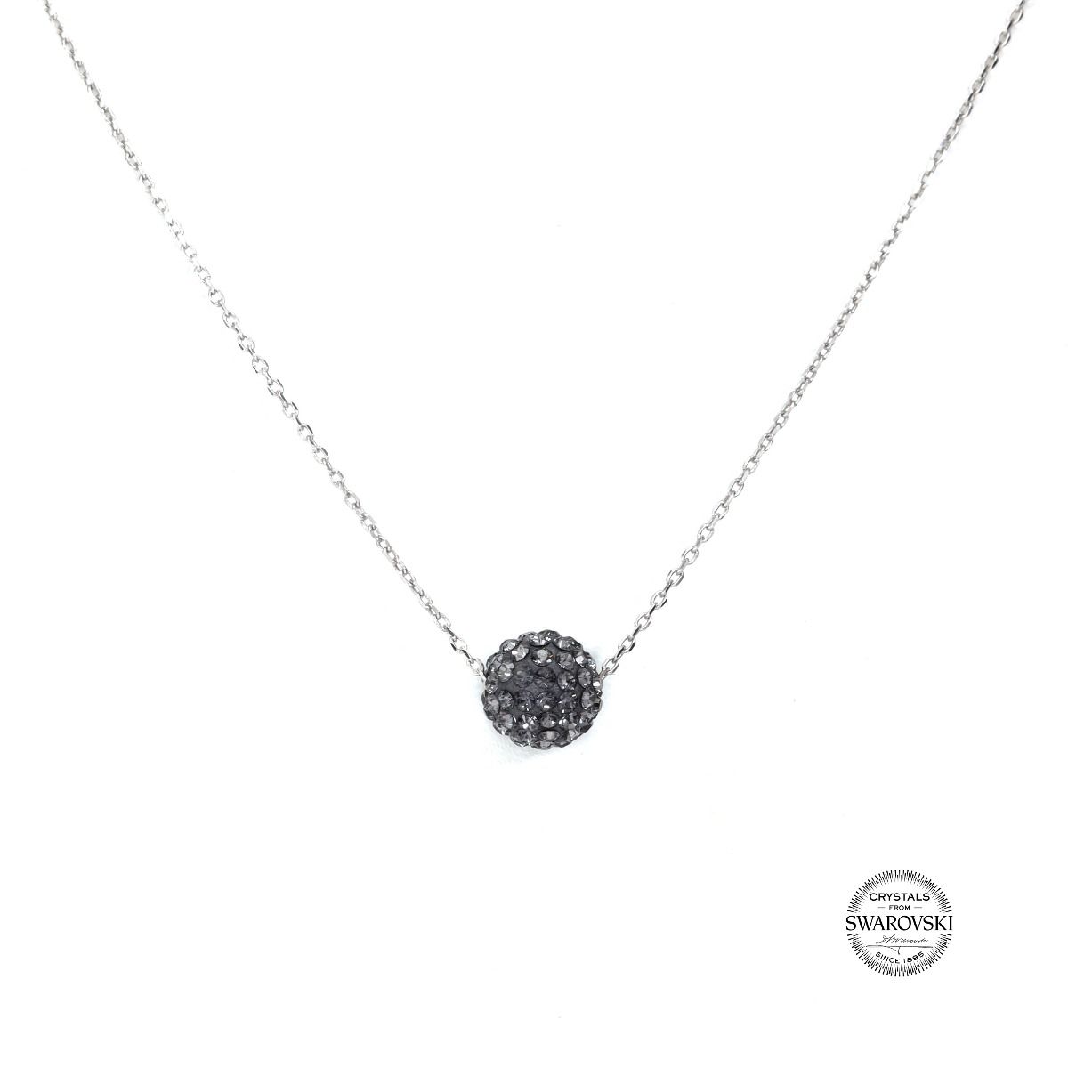 Collana Sfera Luccicante Nera [Argento 925]