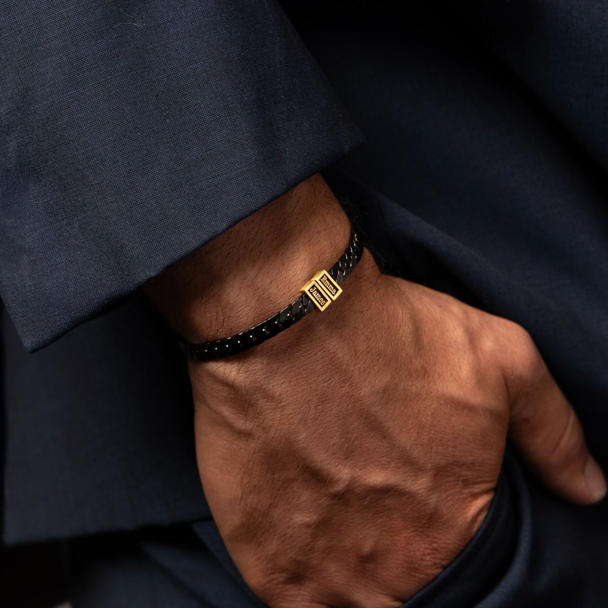 Dark Cuban Link Chain Name Bracelet [Gold Plated]