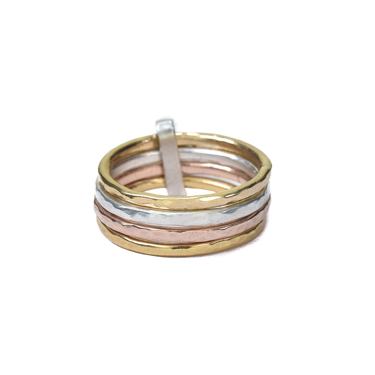 Gemischte Bänder Ring - Gehämmert [Sterlingsilber]