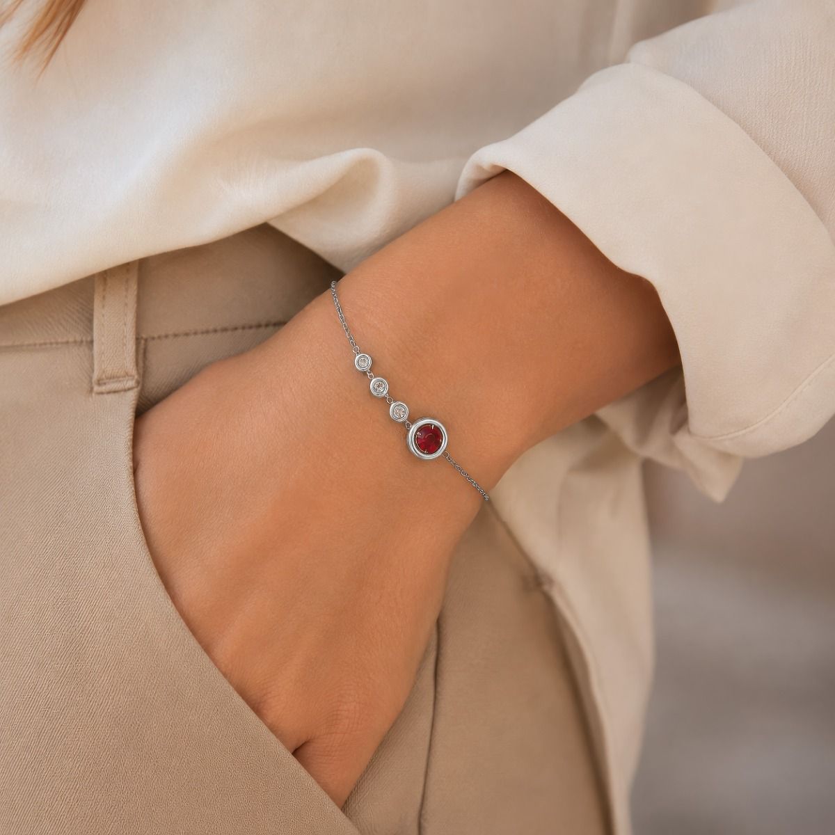 Starfall Birthstone Bracelet with Diamonds [Silver]