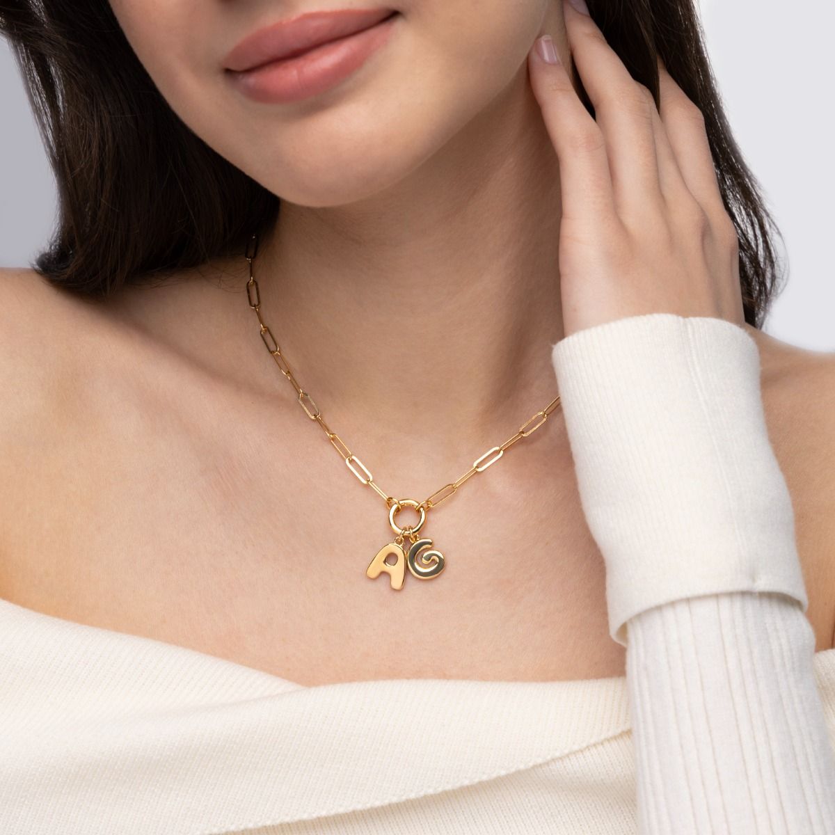 Bubble Initial Charm Necklace [18K Gold Vermeil]