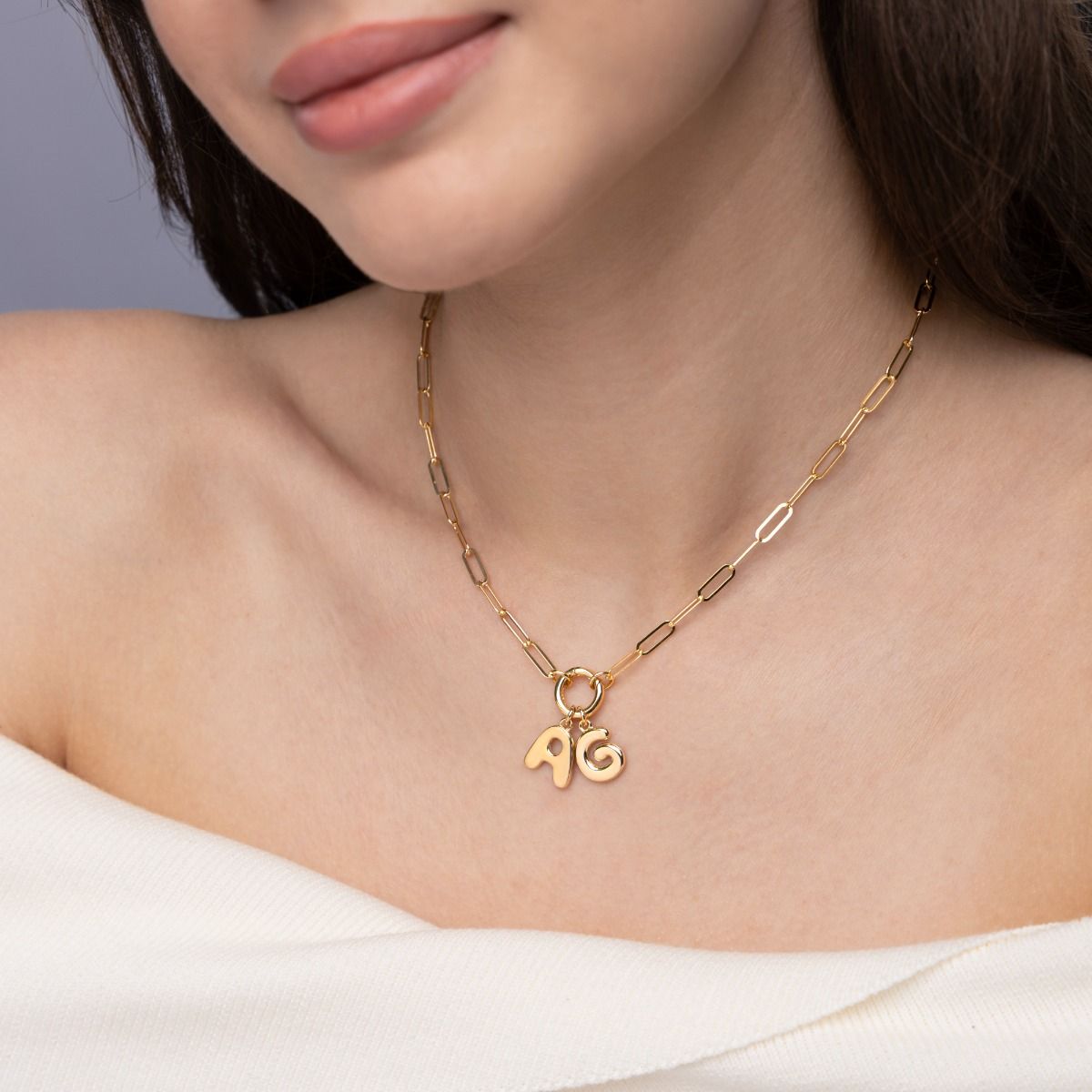 Bubble Initial Charm Necklace [18K Gold Plated]