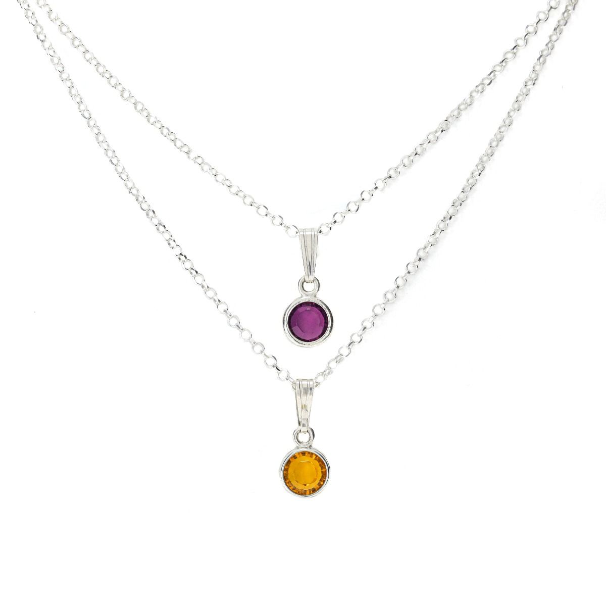 Collana Carina Sovrapposta con Pietra di Nascita [Argento 925]