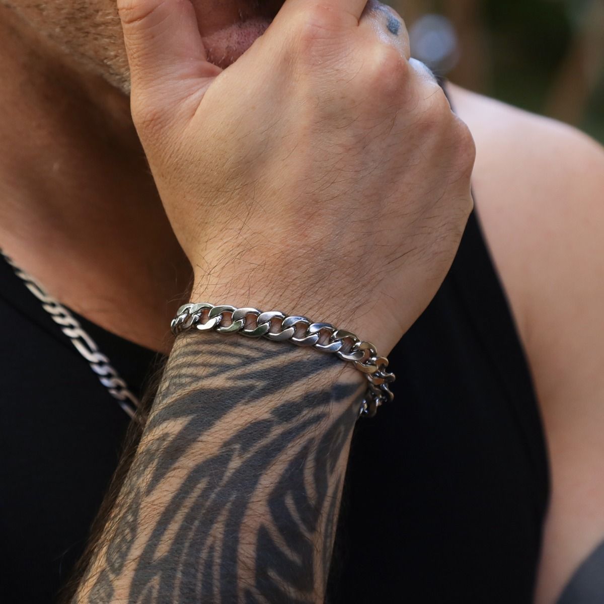 Classic Curb Chain Men Bracelet - Stainless Steel