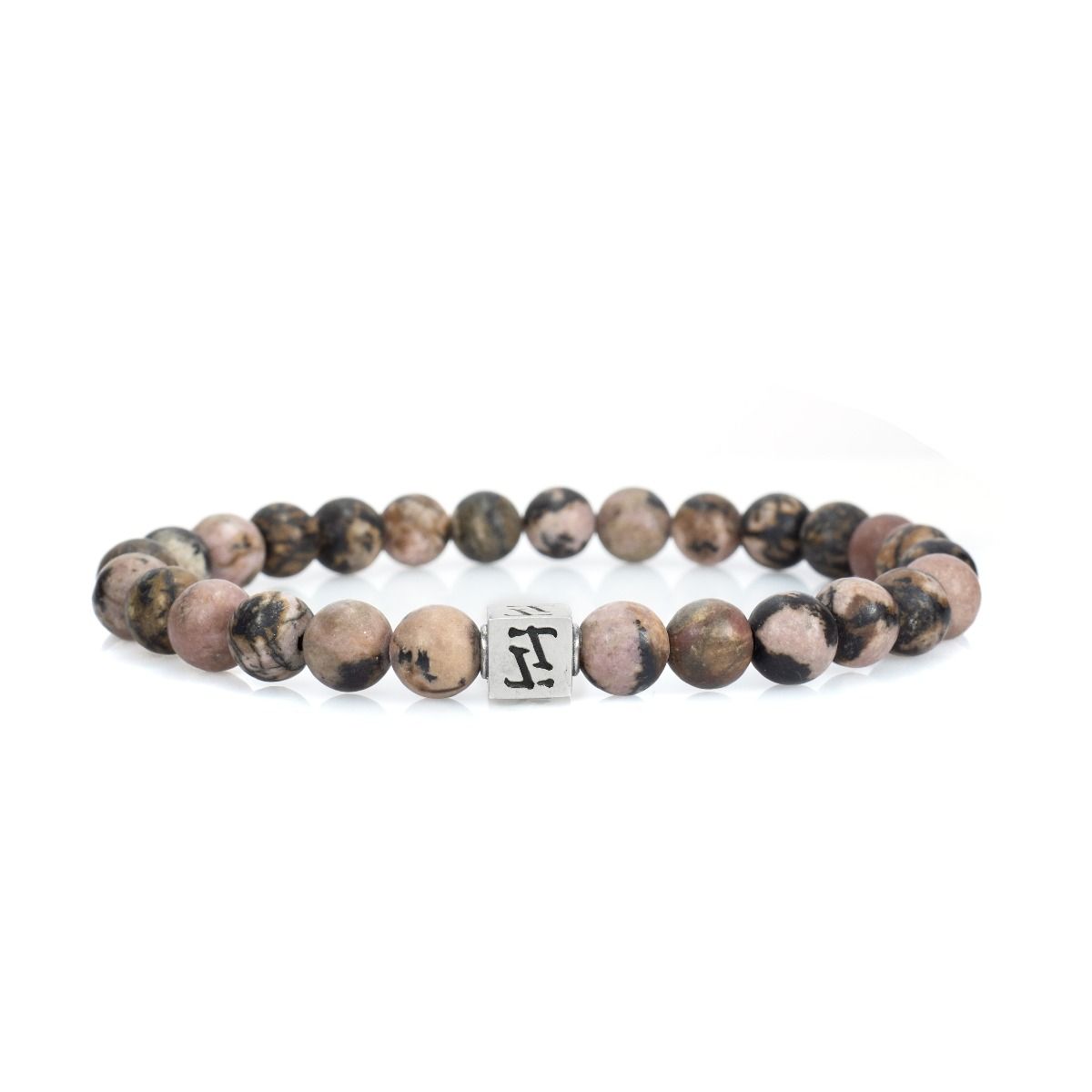 Bracciale Classico da Uomo in Diaspro Rosa - Argento 925