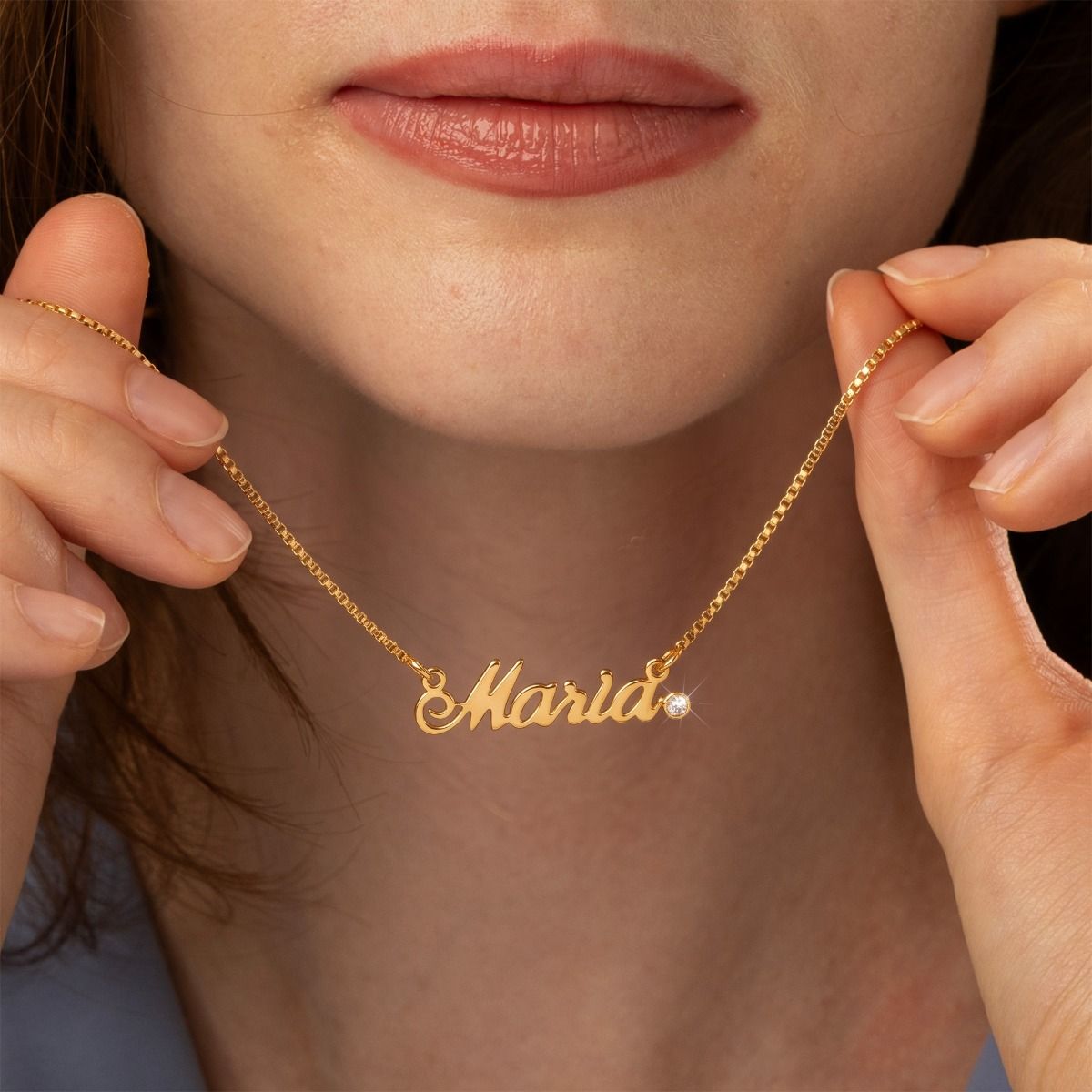Classic Script Diamond Name Necklace [18K Gold Plated]