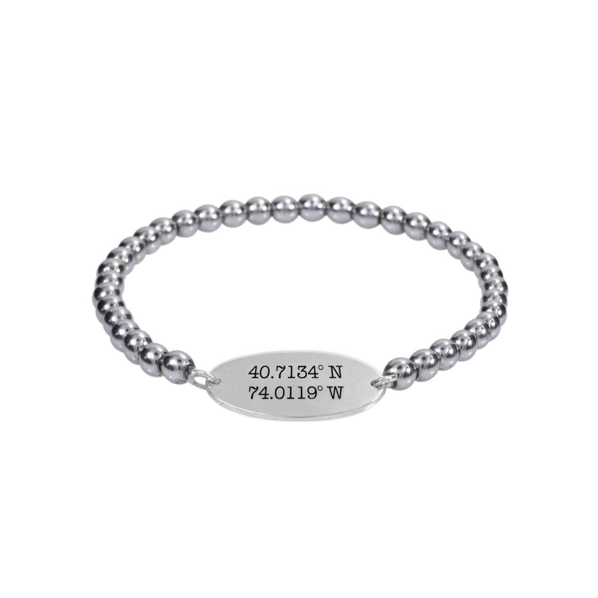 Markante Spur Koordinaten Armband aus Hämatit [Sterlingsilber]