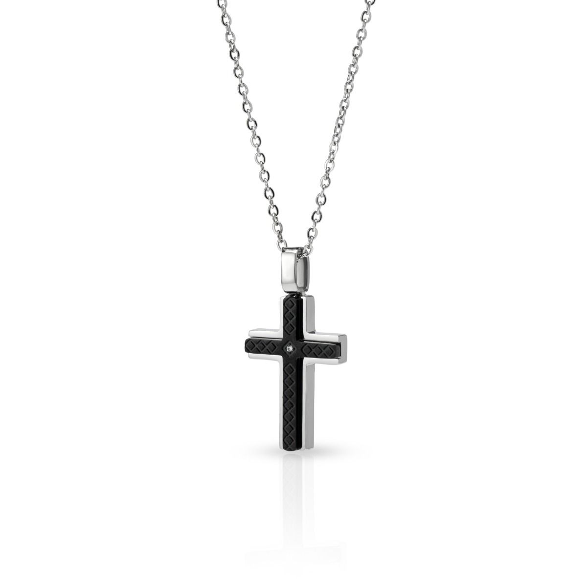 Decorated Black Cross Necklace