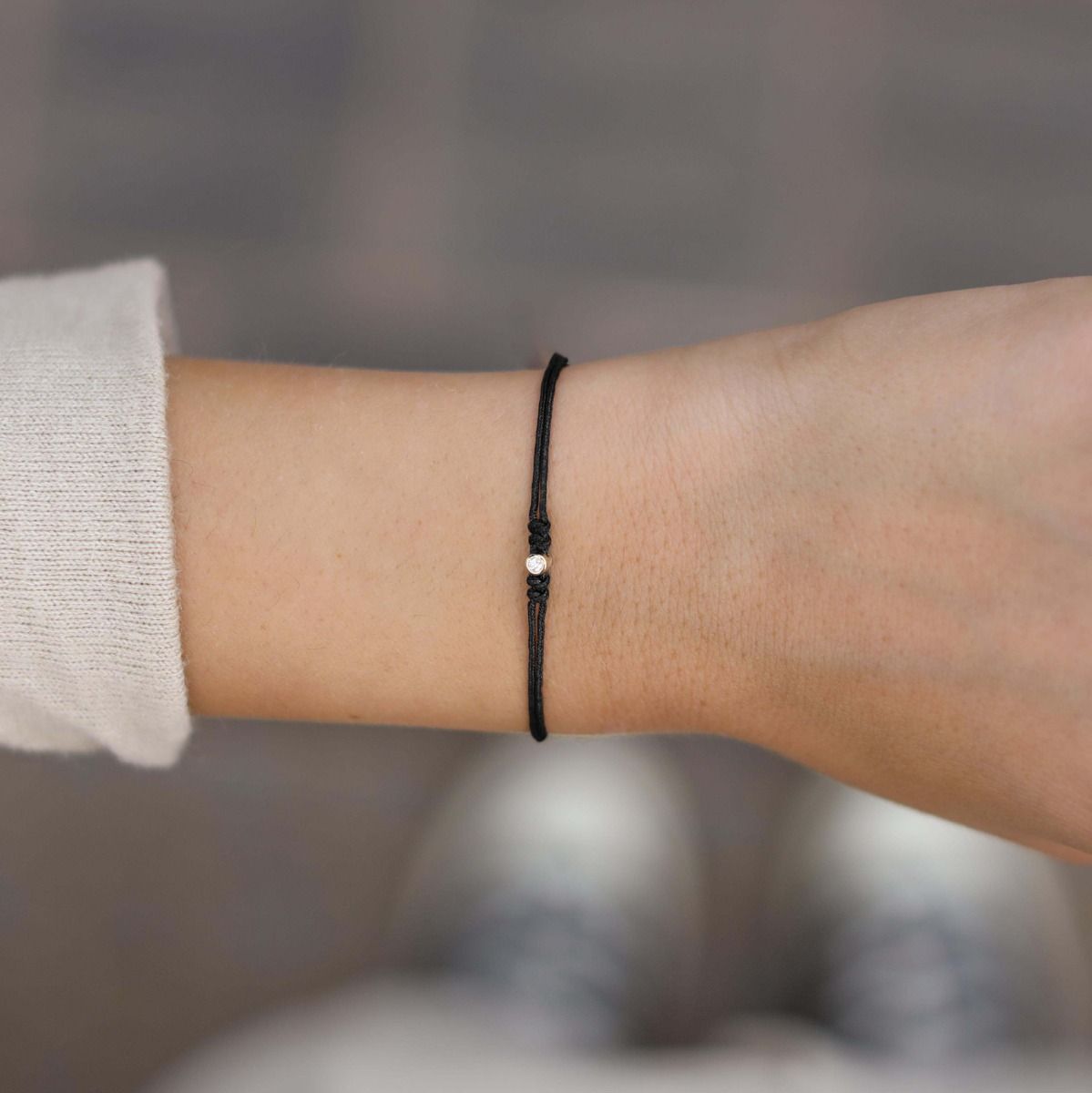 Talisa Stars Diamond Bracelet - Black String [14 Karat Gold]-1