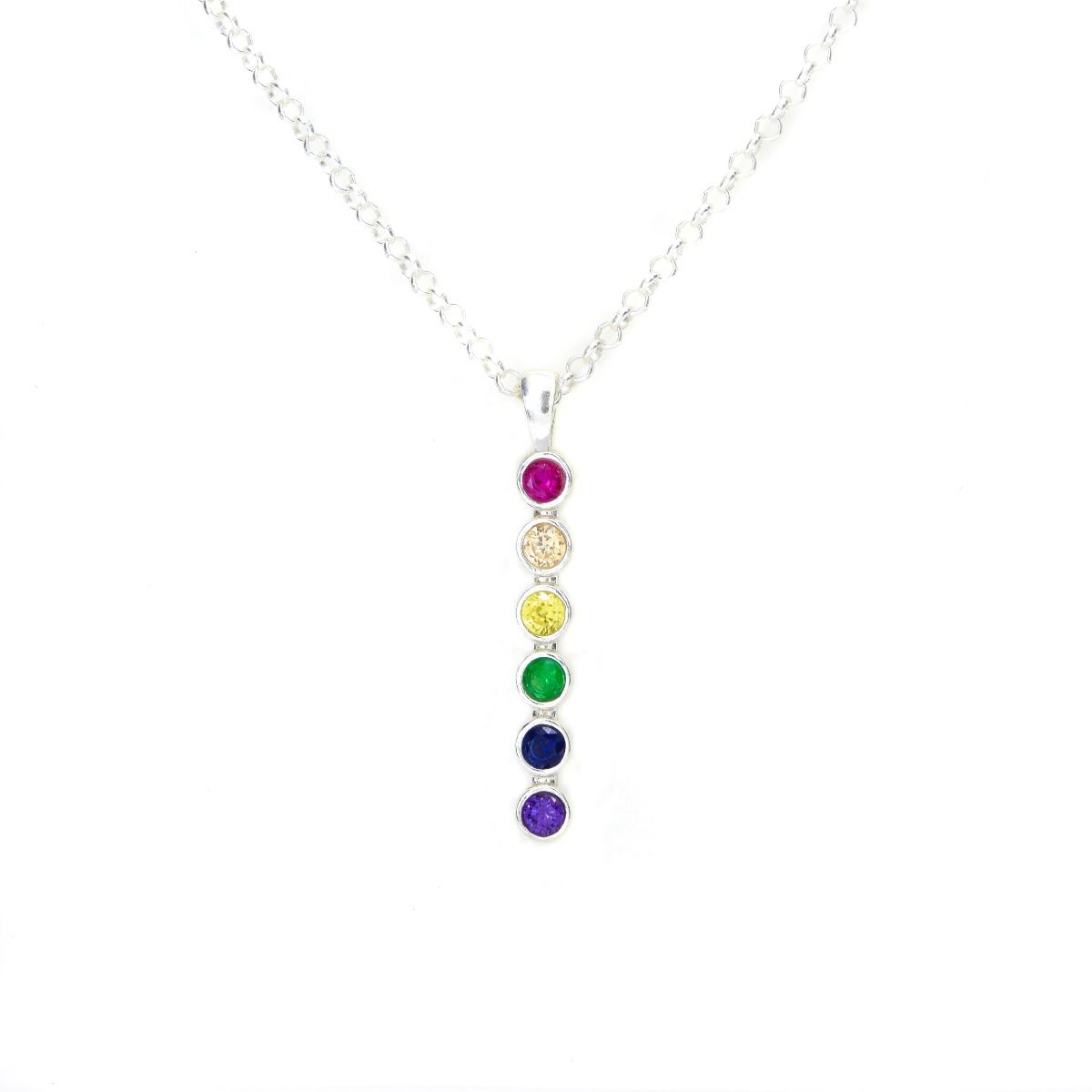 Collar Talisa Estrellas Arcoíris Vertical [Plata de Ley]