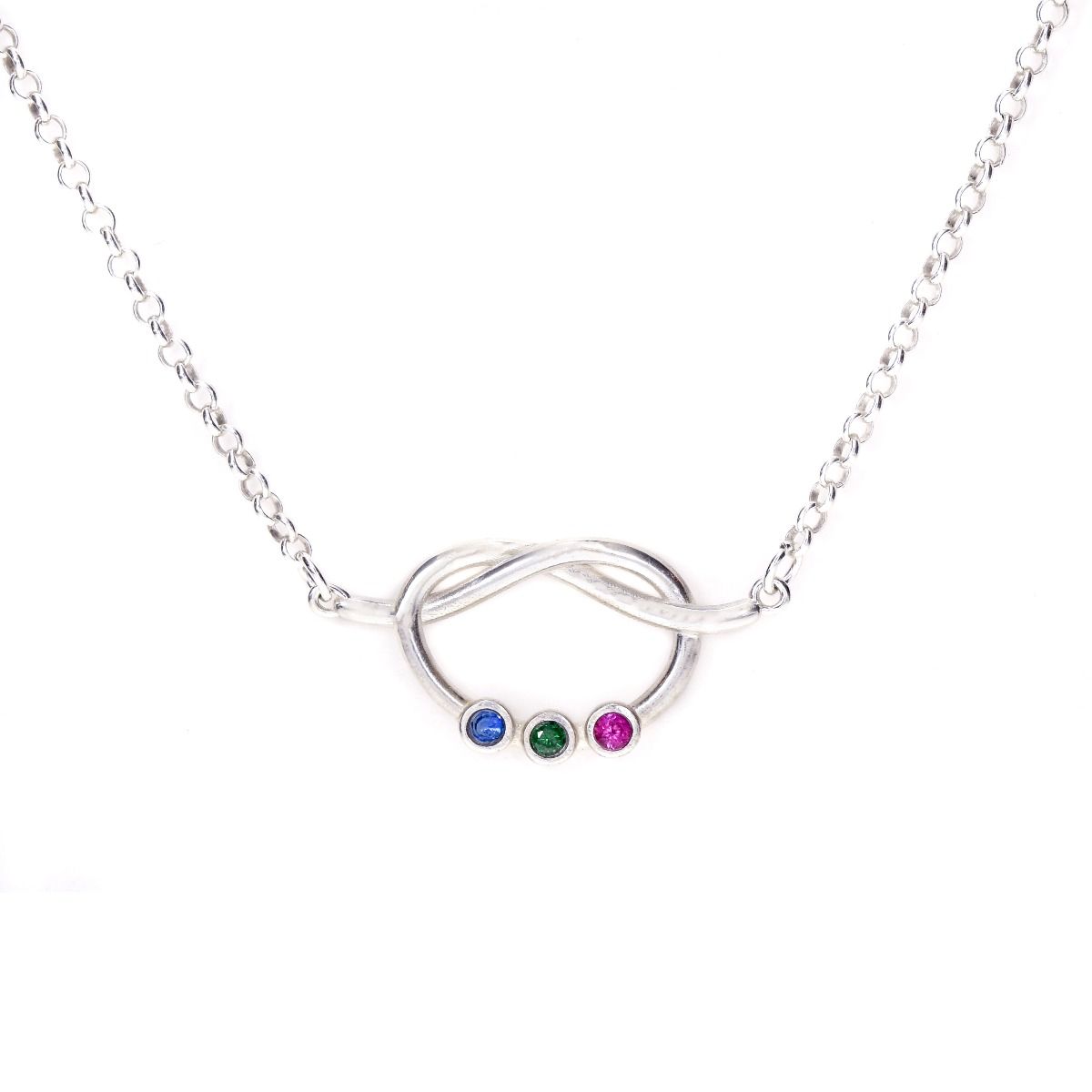 Collar Nudo de la Suerte de Piedras de Nacimiento [Plata de Ley]