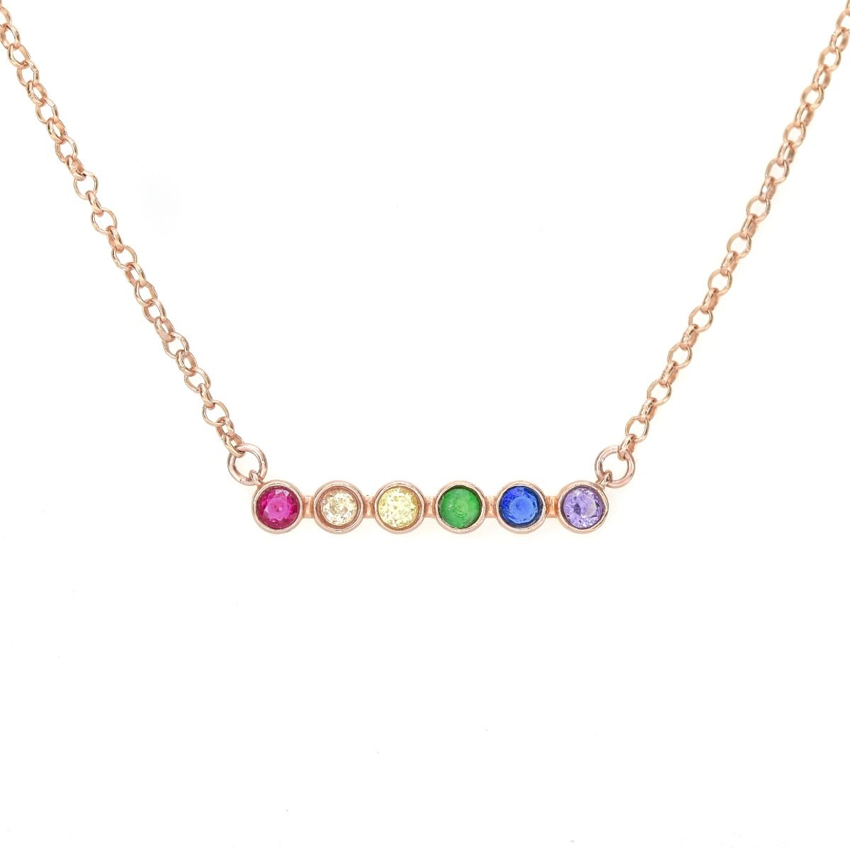 Collar Talisa Estrellas Arcoíris Horizontal [Bañado en Oro Rosa]
