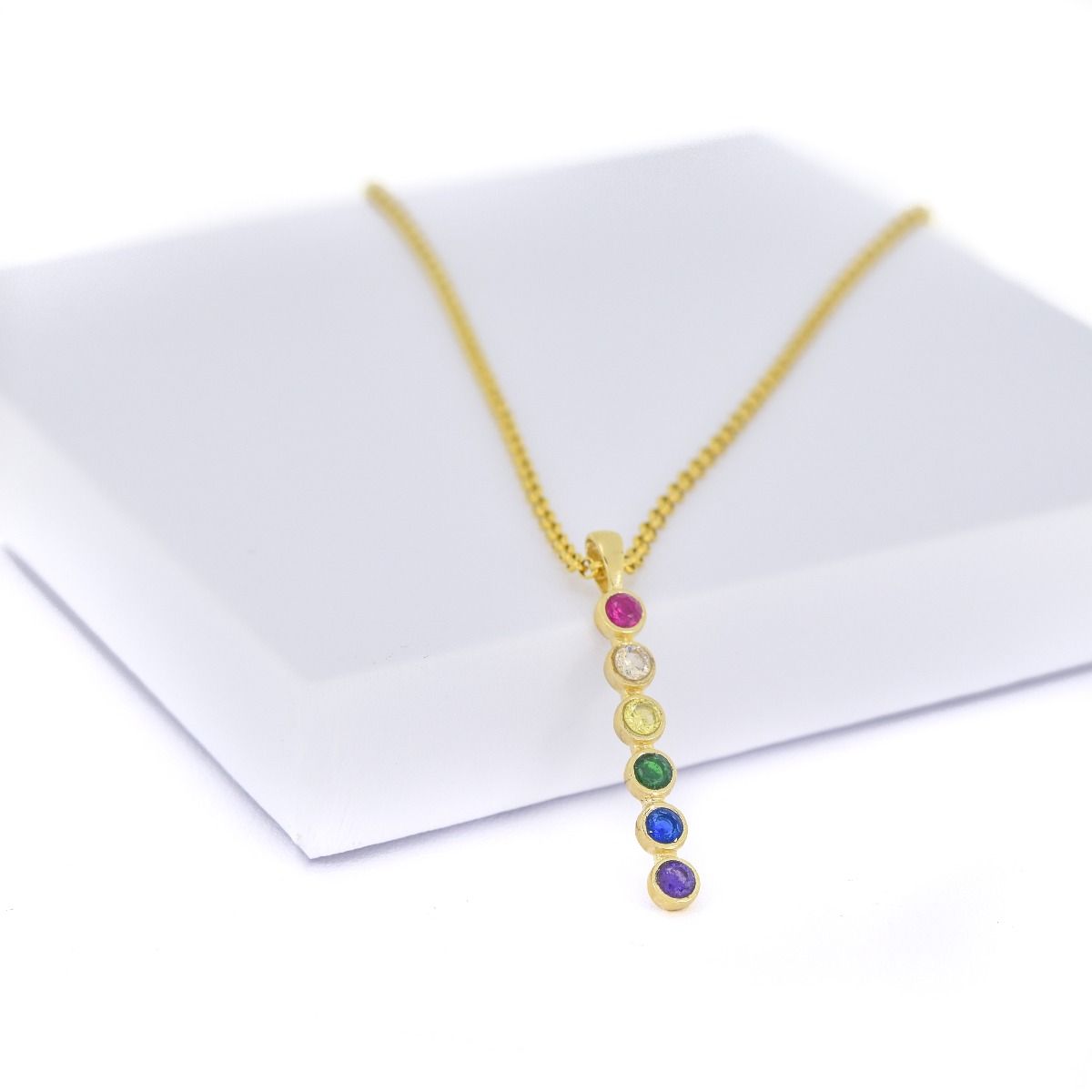 Regenboog Talisa Sterren Ketting Verticaal [Goud Verguld]