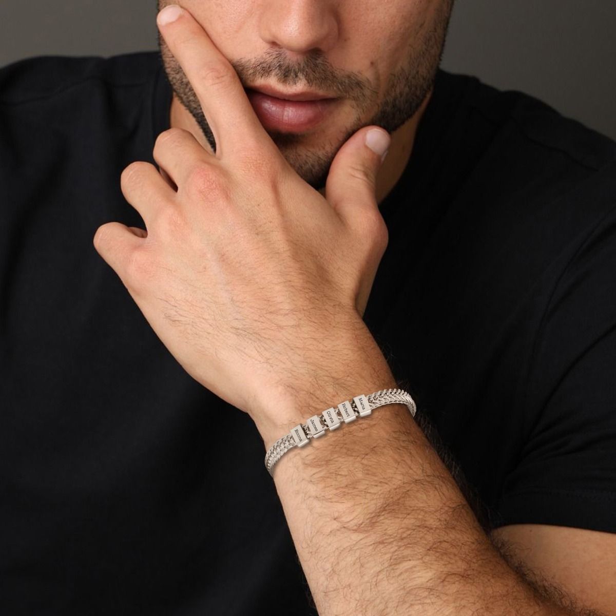 Bracelet Gravé Chaîne Tressée pour Homme