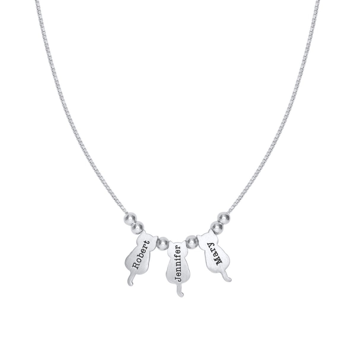 Collier Perfection Féline avec Noms [Argent 925]