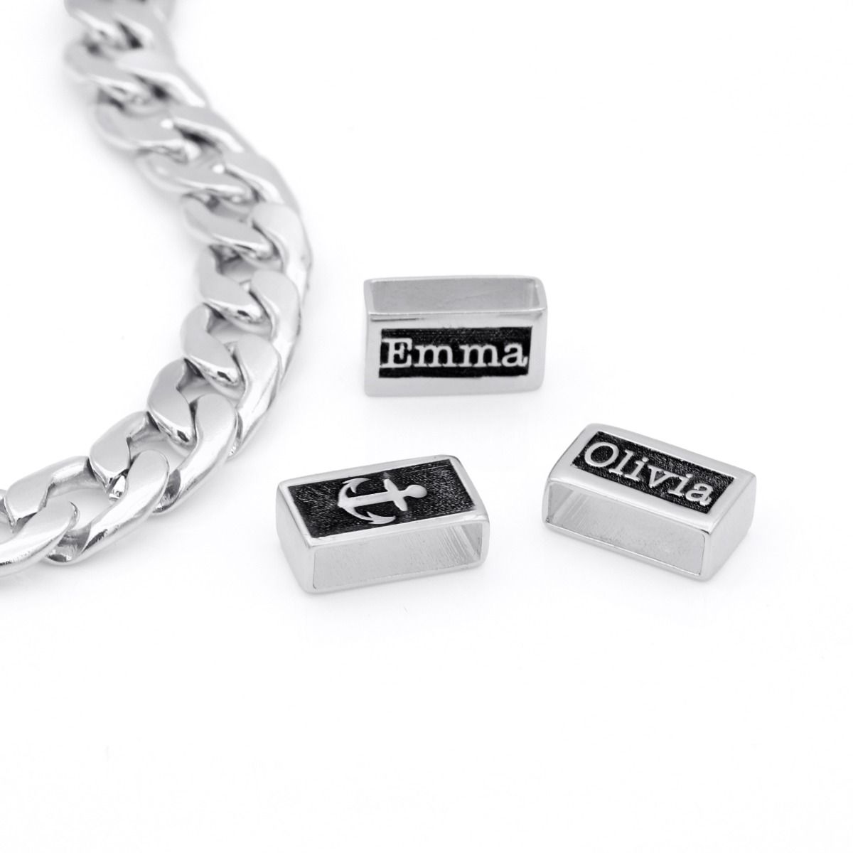 Pendentif Ancre de Famille en Argent pour Chaîne Cubaine