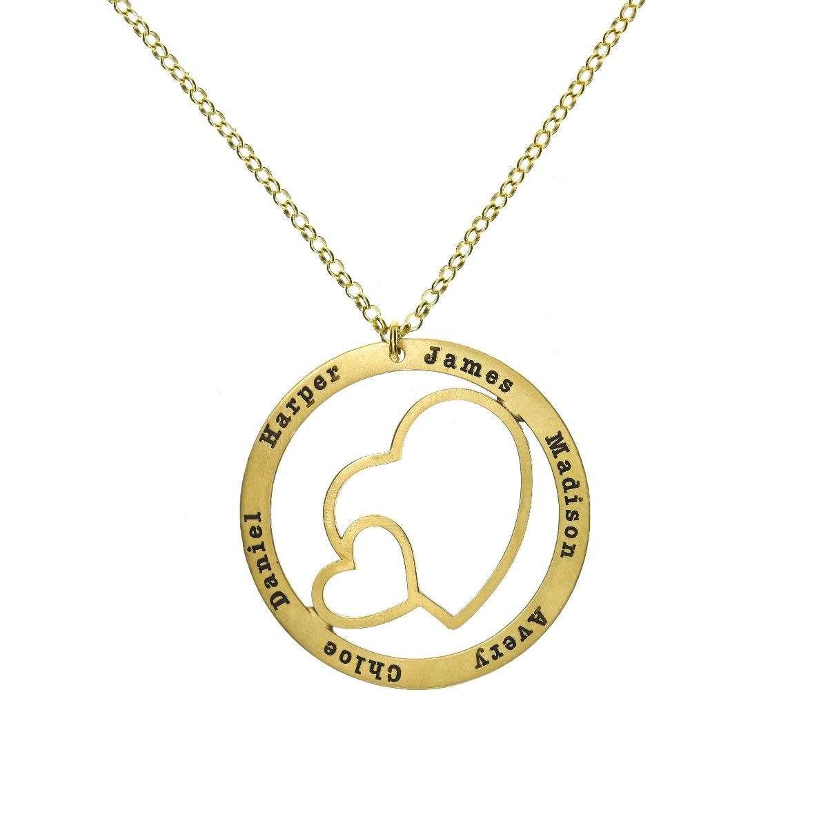Collar con Corazones y Nombres [Bañado en Oro de 18K]