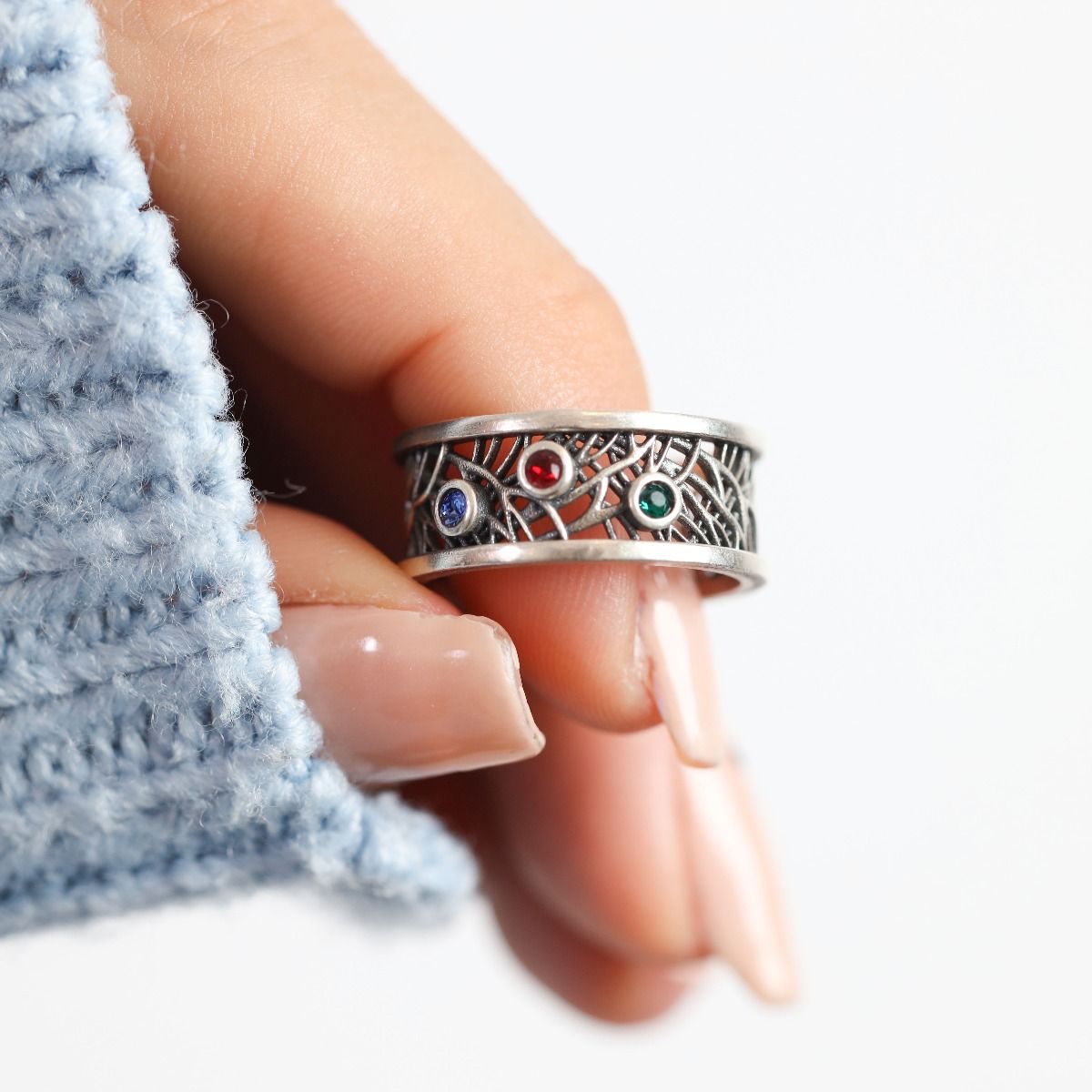 family birthstone rings filigree mothers ring