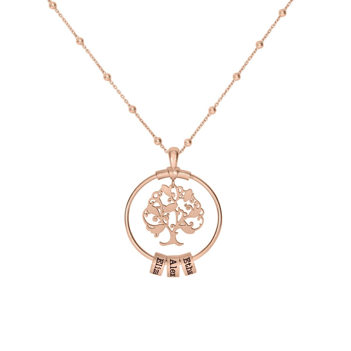 Collier Arbre Familial avec Noms [Plaqué Or Rose 18ct]