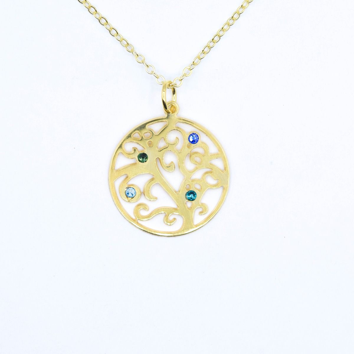 Boom des Levens Naam en Geboortesteen Ketting [18K Goud Verguld]