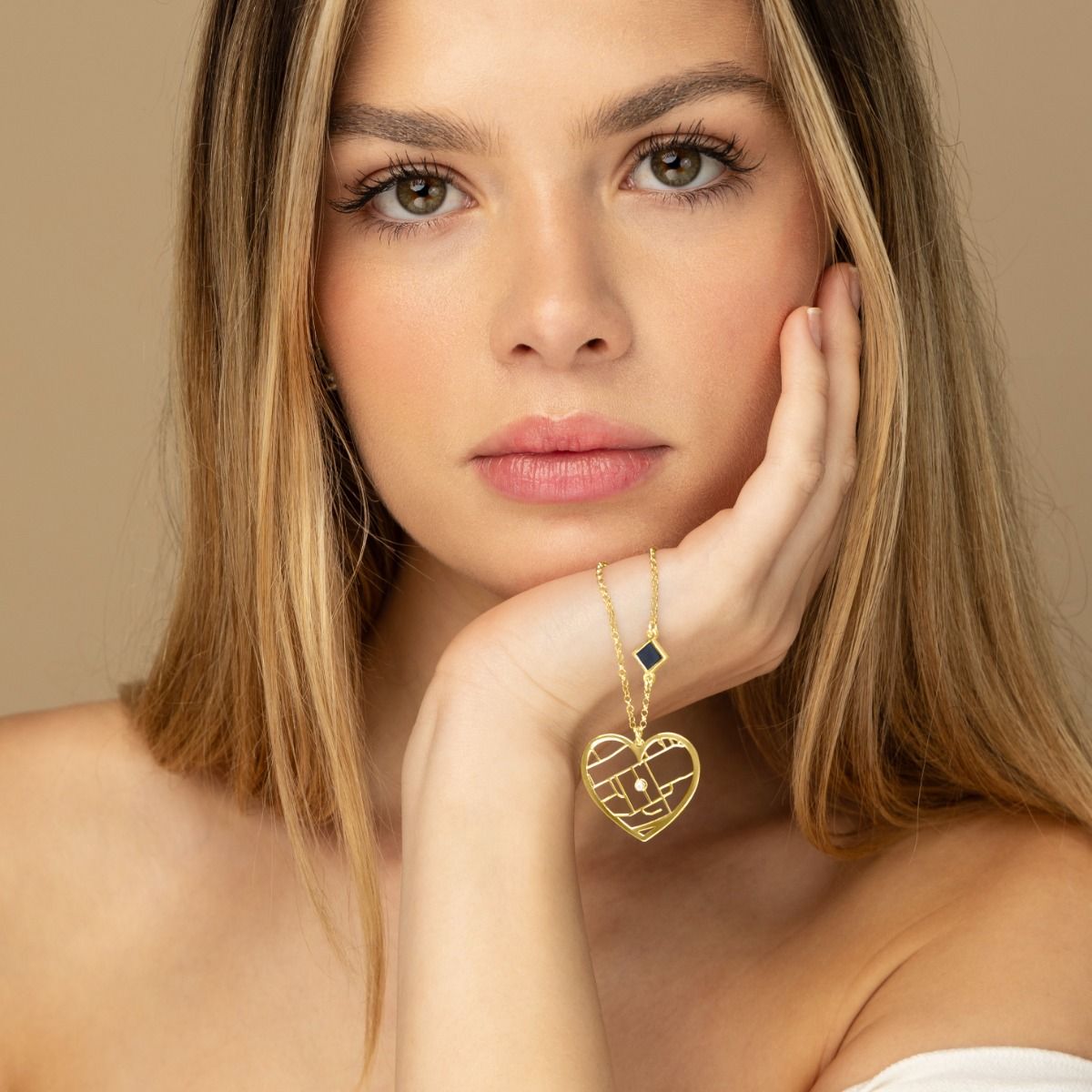 Ties of Heart Map Necklace with Nano Bible [14 Karat Gold]