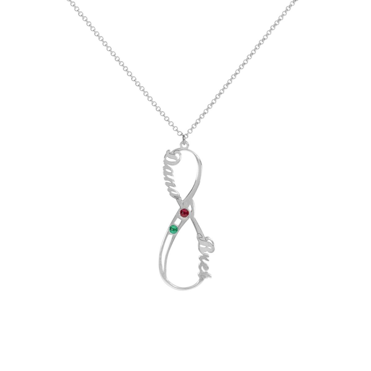 Collana Amore Infinito con Nome e Pietra di Nascita [Argento 925]