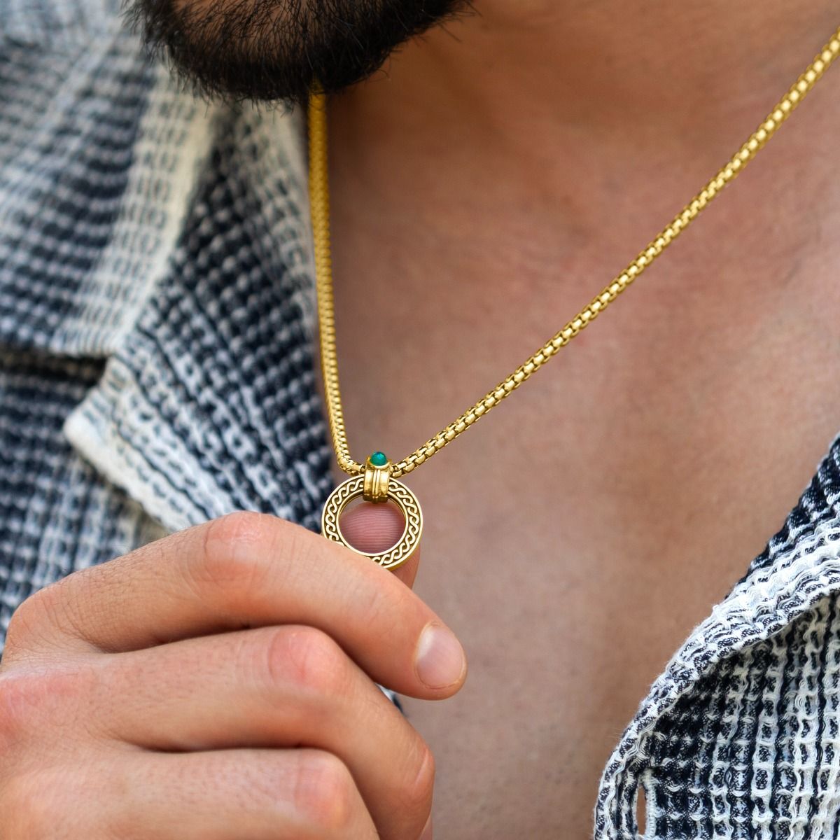 Collier Cercle infini Signature avec Prénoms pour Homme - Plaqué Or 18ct