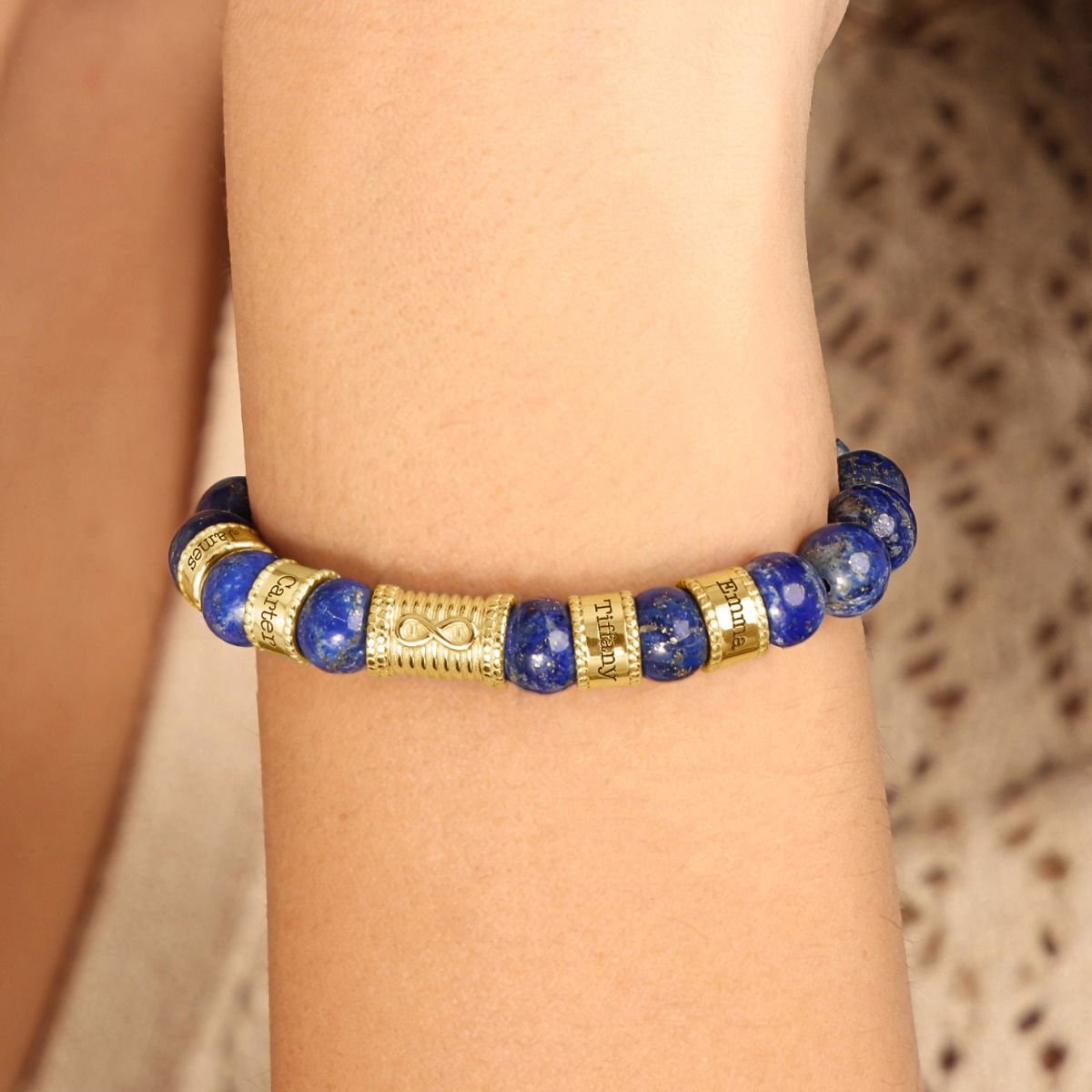 Lapis Lazuli Infinity Women Name Bracelet [18K Gold Plated]