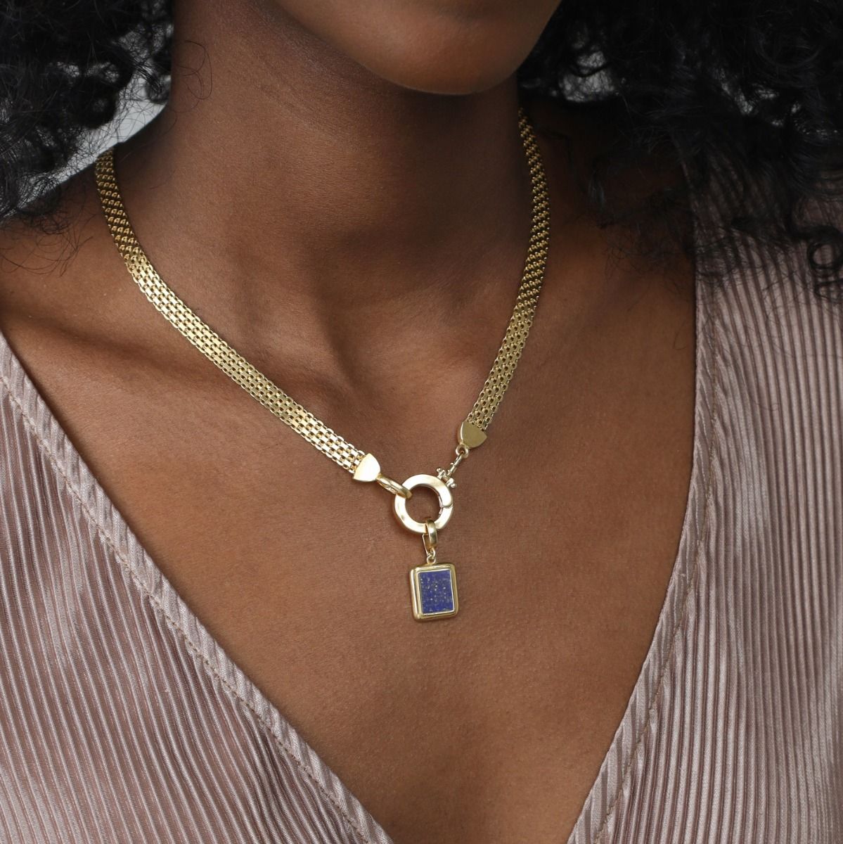 Lapis Lazuli Bedel [18K Goud Vermeil]