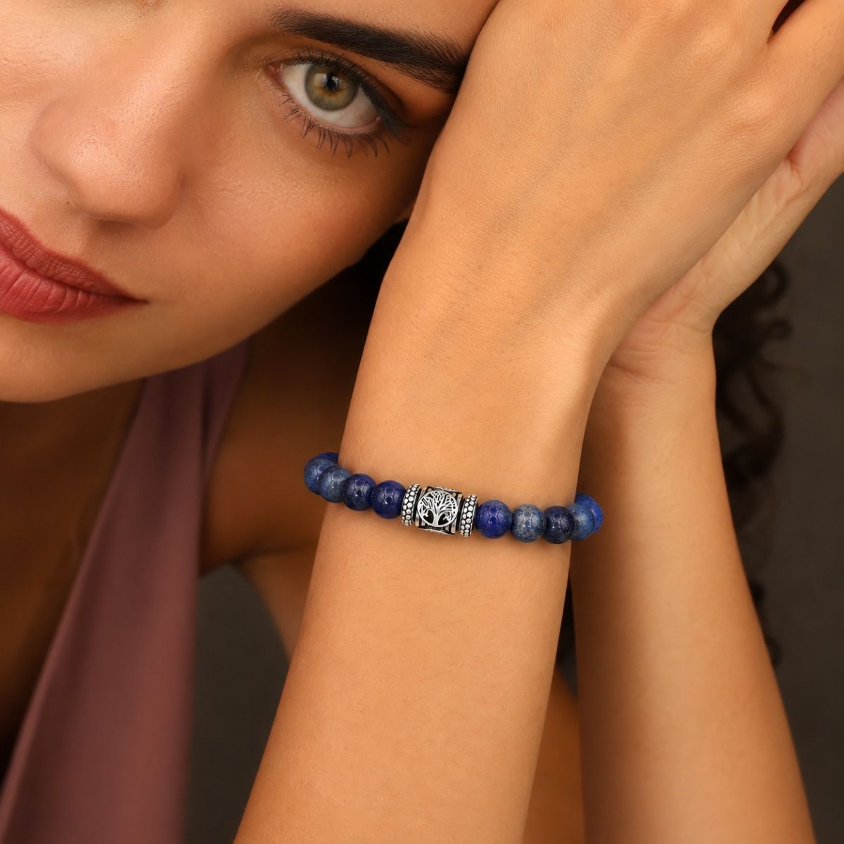 Family Tree Women Bracelet With Lapis Lazuli Stones [Silver]