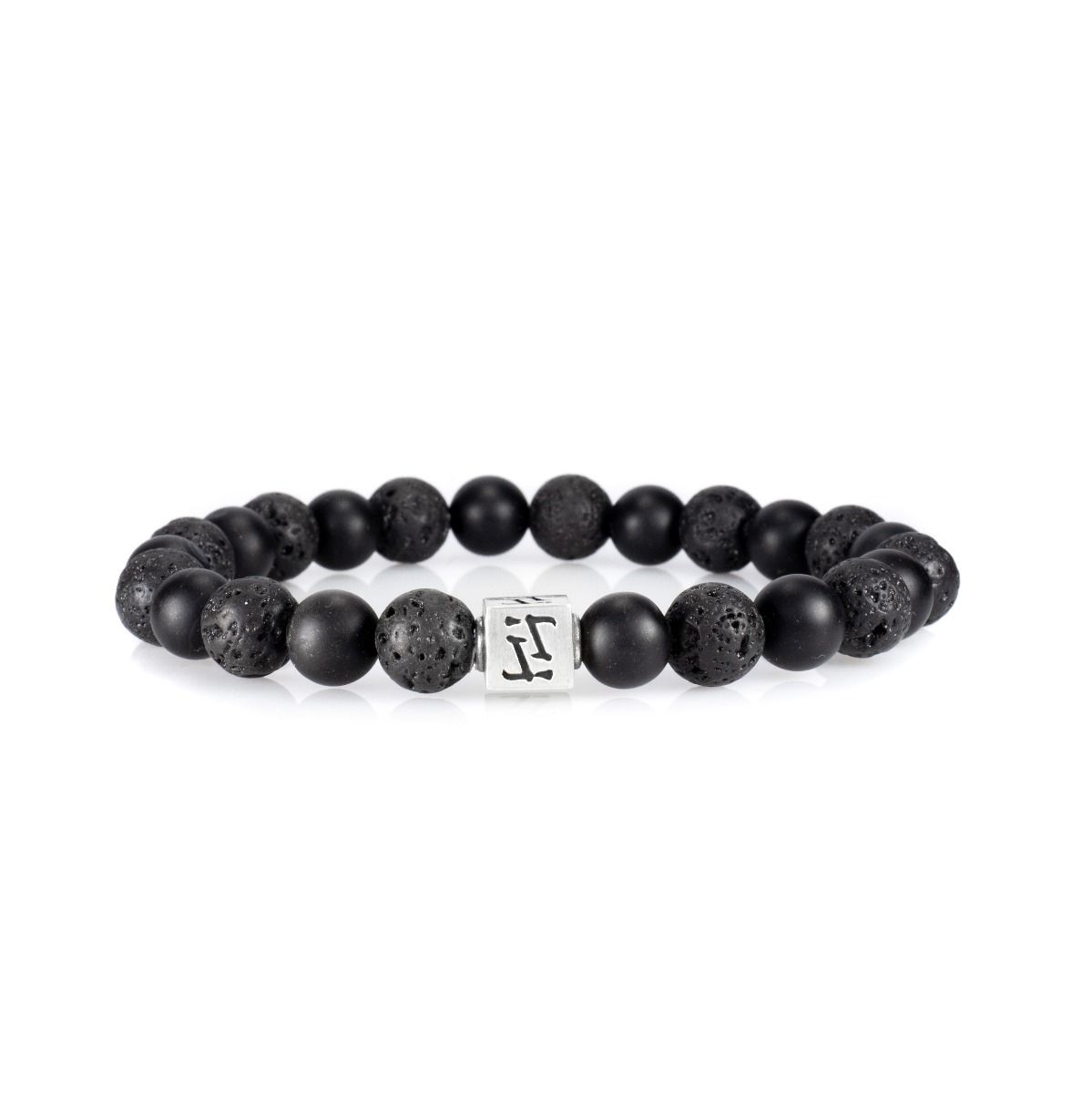 Klassisches Armband mit Onyx und Lavastein für Damen [Sterlingsilber]