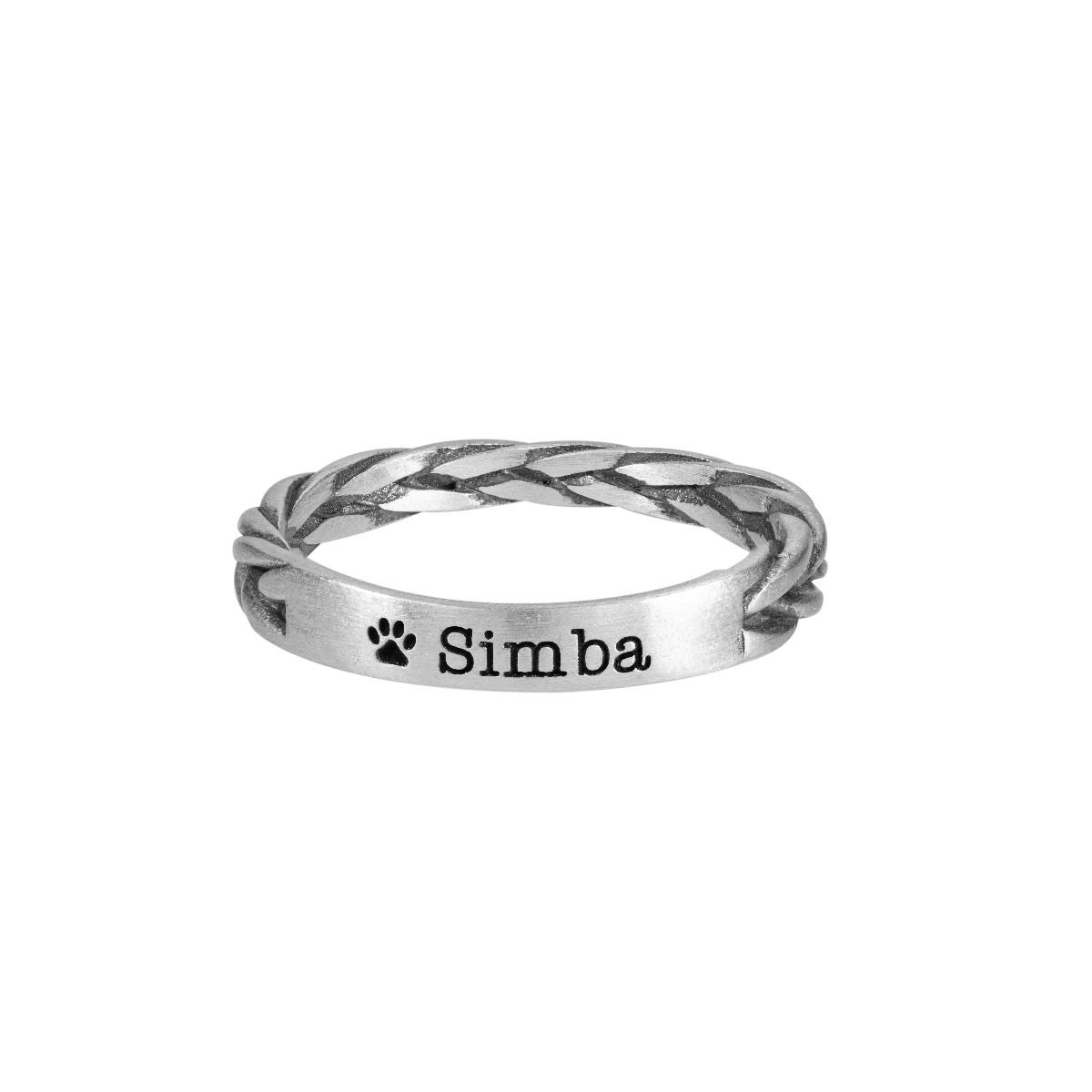 Anillo Mascota con Nombre Trenzas del Amor [Plata de Ley]