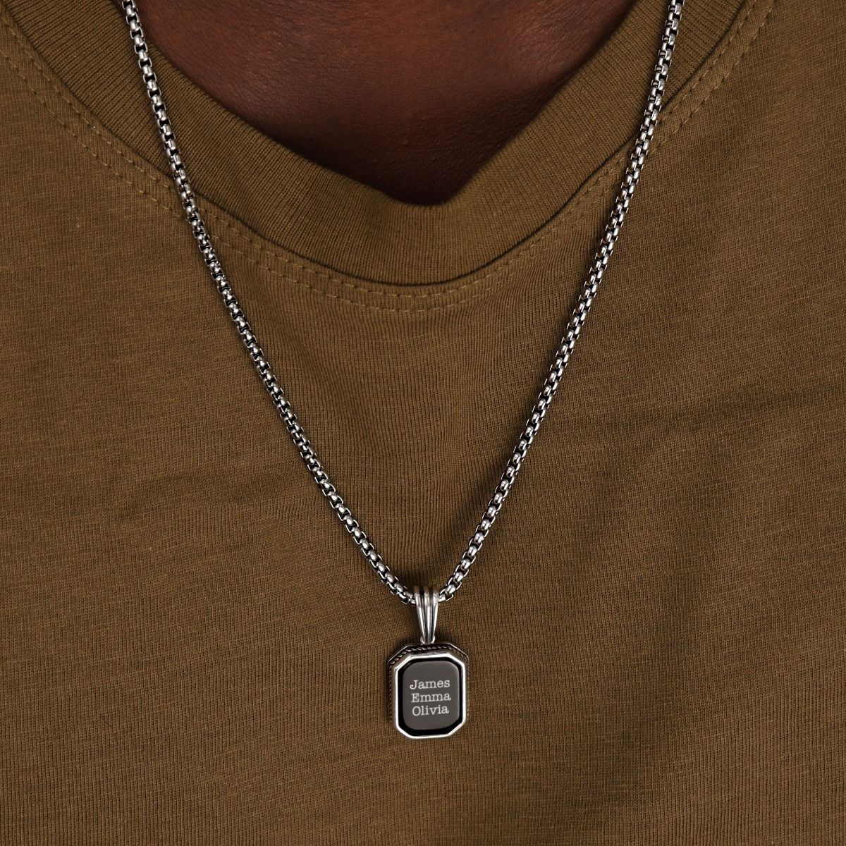 Collana Lucas da Uomo Personalizzabile in Onice Nero