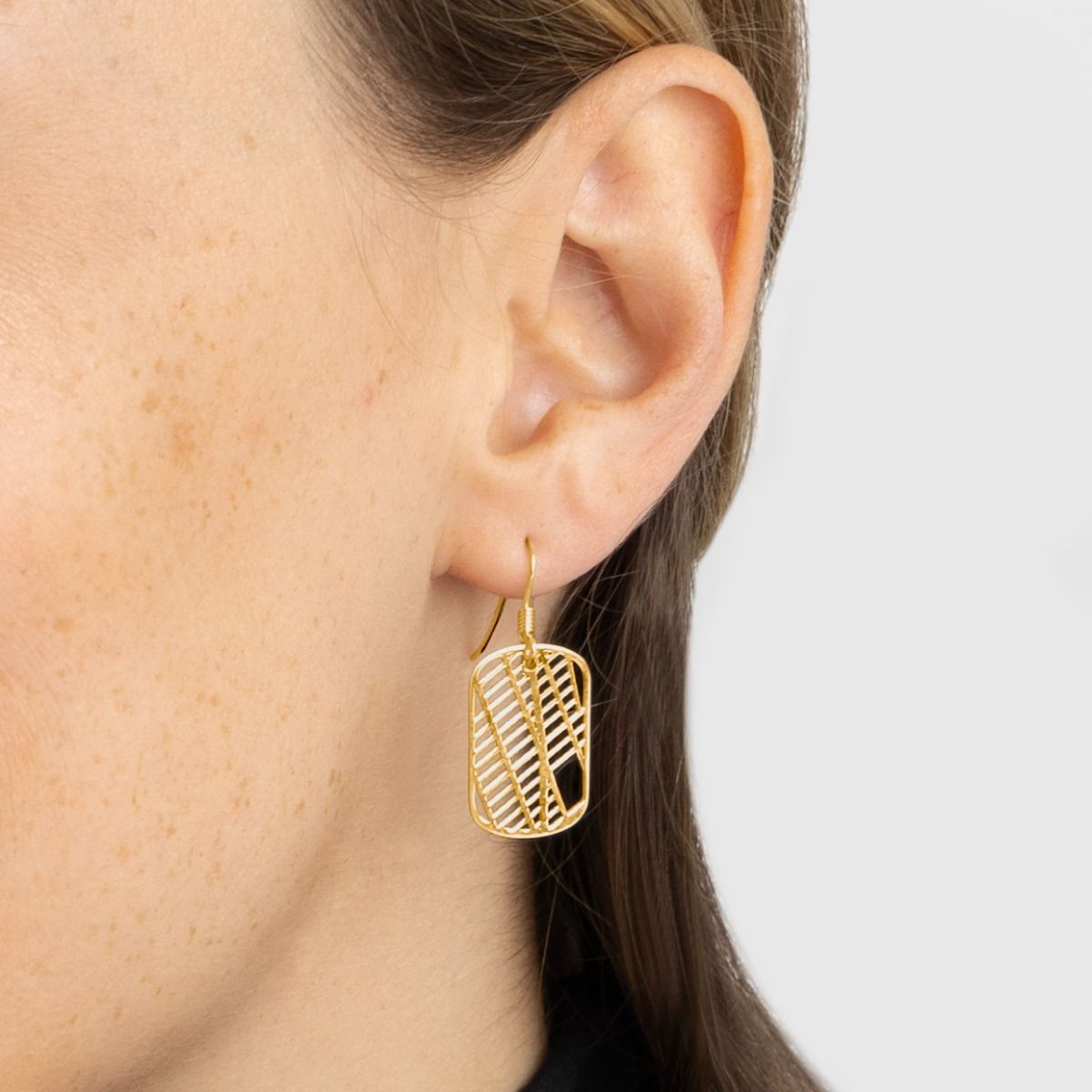 Boucles d'Oreilles Plaque Carte [Plaqué Or 18ct]