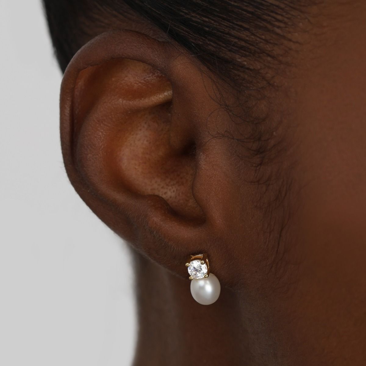 Mia Pearl Earrings With Crystal [18K Gold Vermeil]