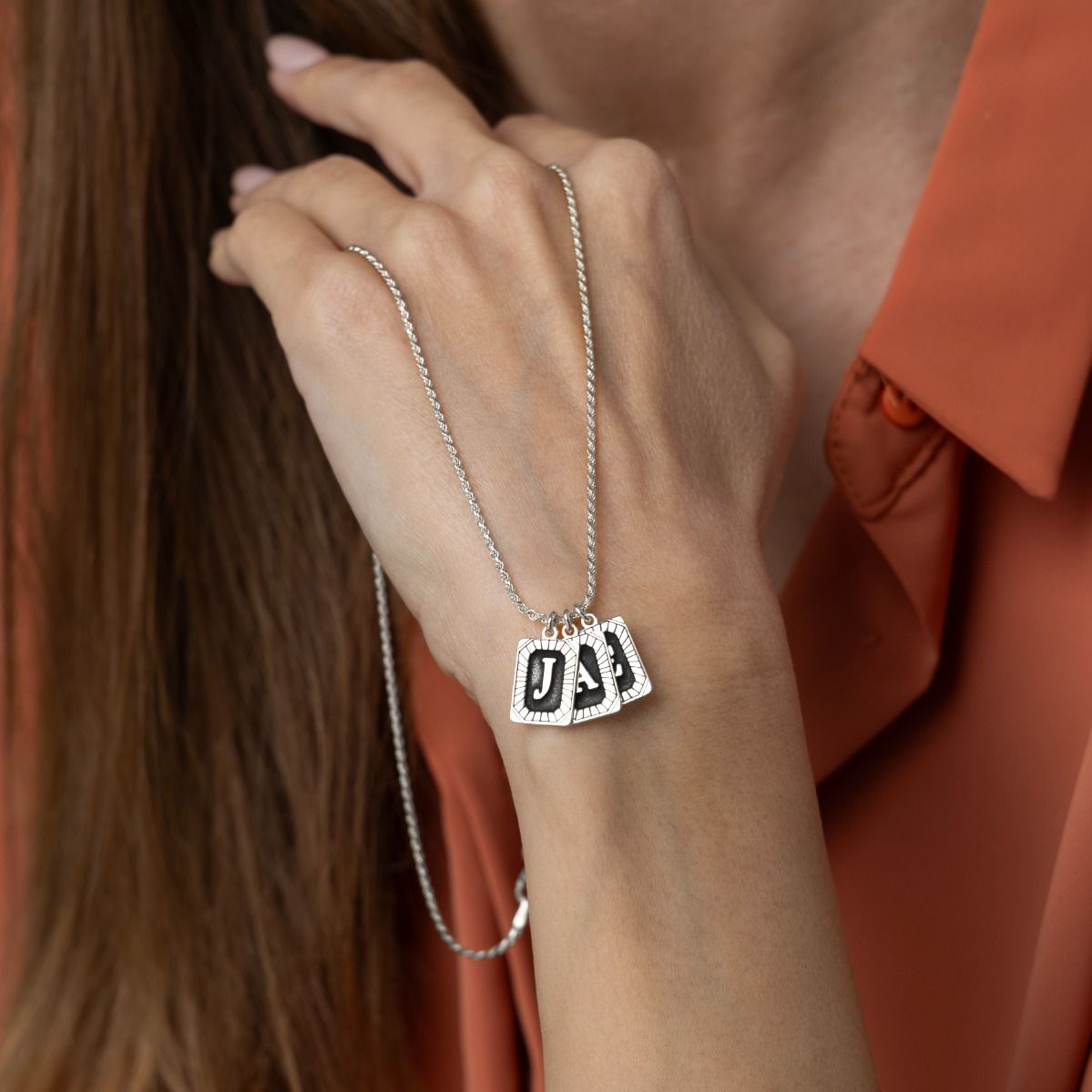 Midnight Initials Necklace [Sterling Silver]