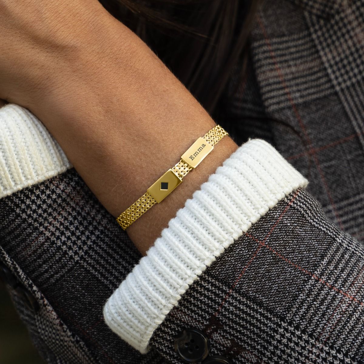Milanese Chain Name Bracelet With Nano Bible [18K Gold Vermeil]