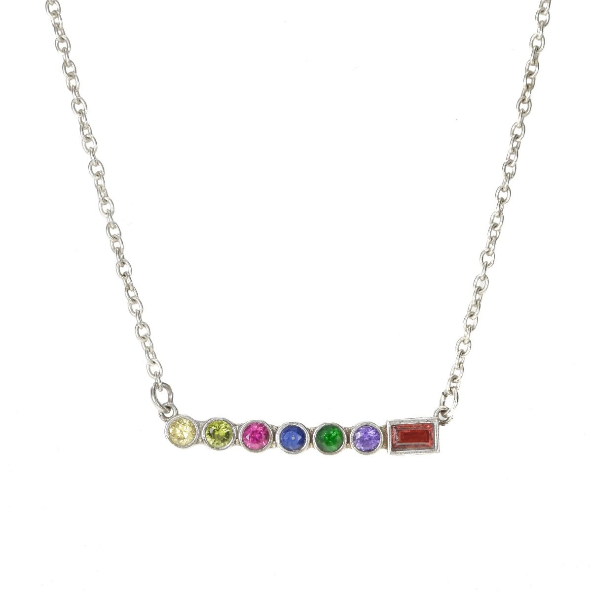 Collier Coeur et Maison avec Pierres de Naissance [Argent 925]
