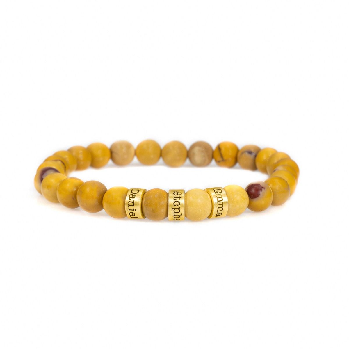 Bracciale da Donna con Nome in Diaspro Naturale [Placcato Oro 18K]