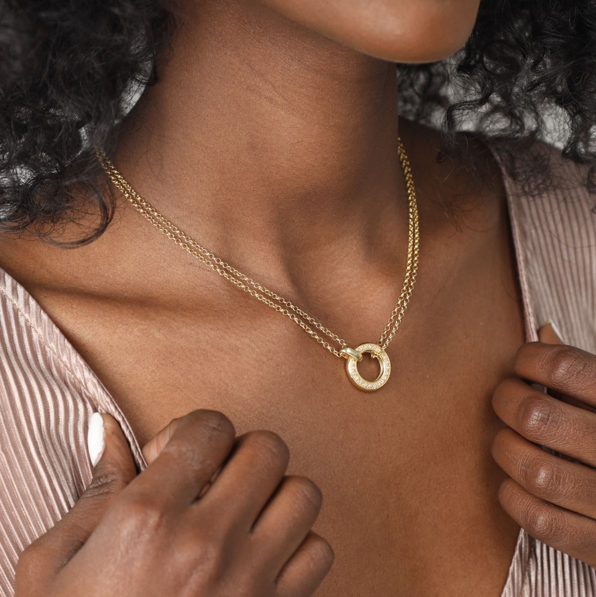 Collier Anna à Double Couche avec Cristaux [Plaqué Or 18ct]