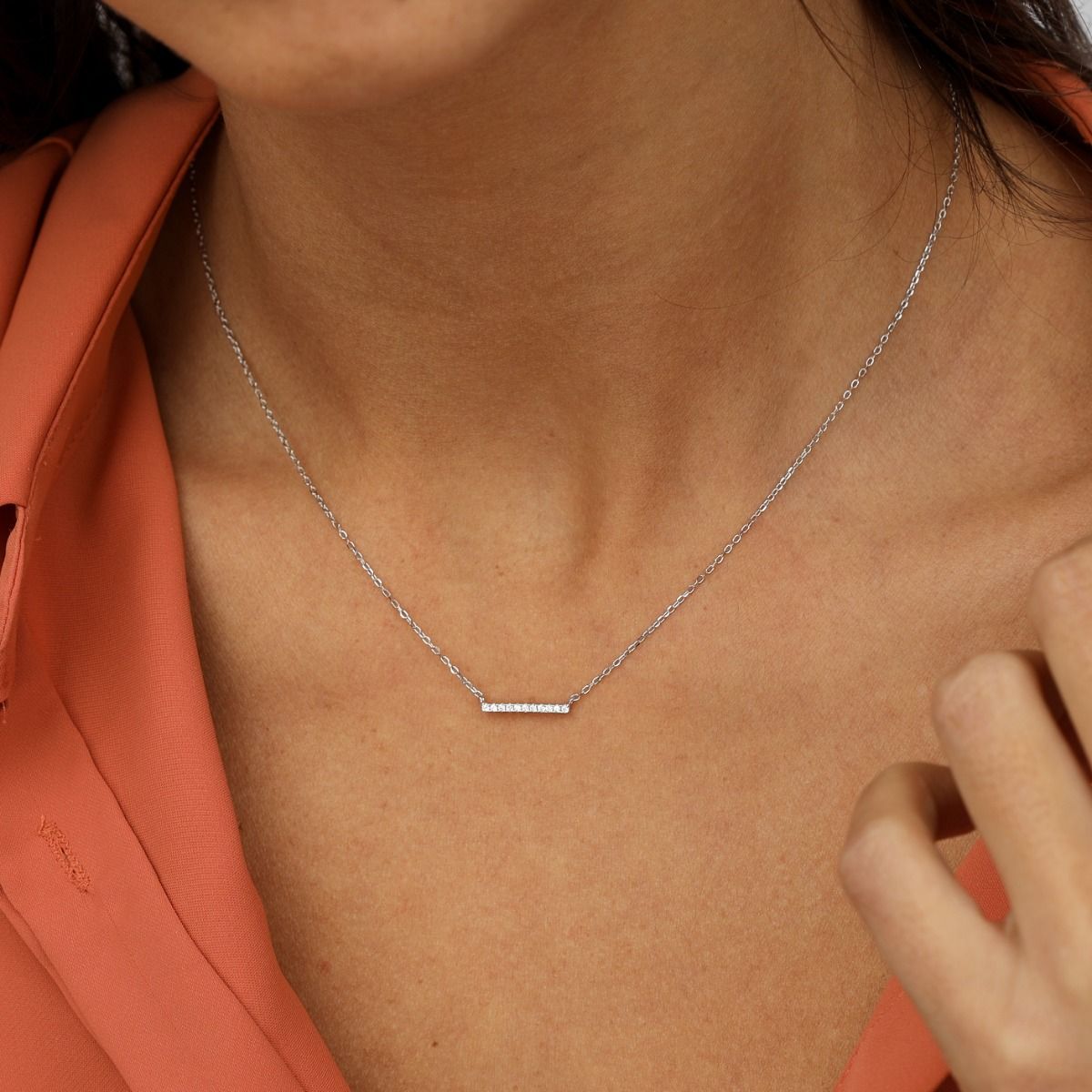 Aurora Pavé Bar Necklace [Sterling Silver]