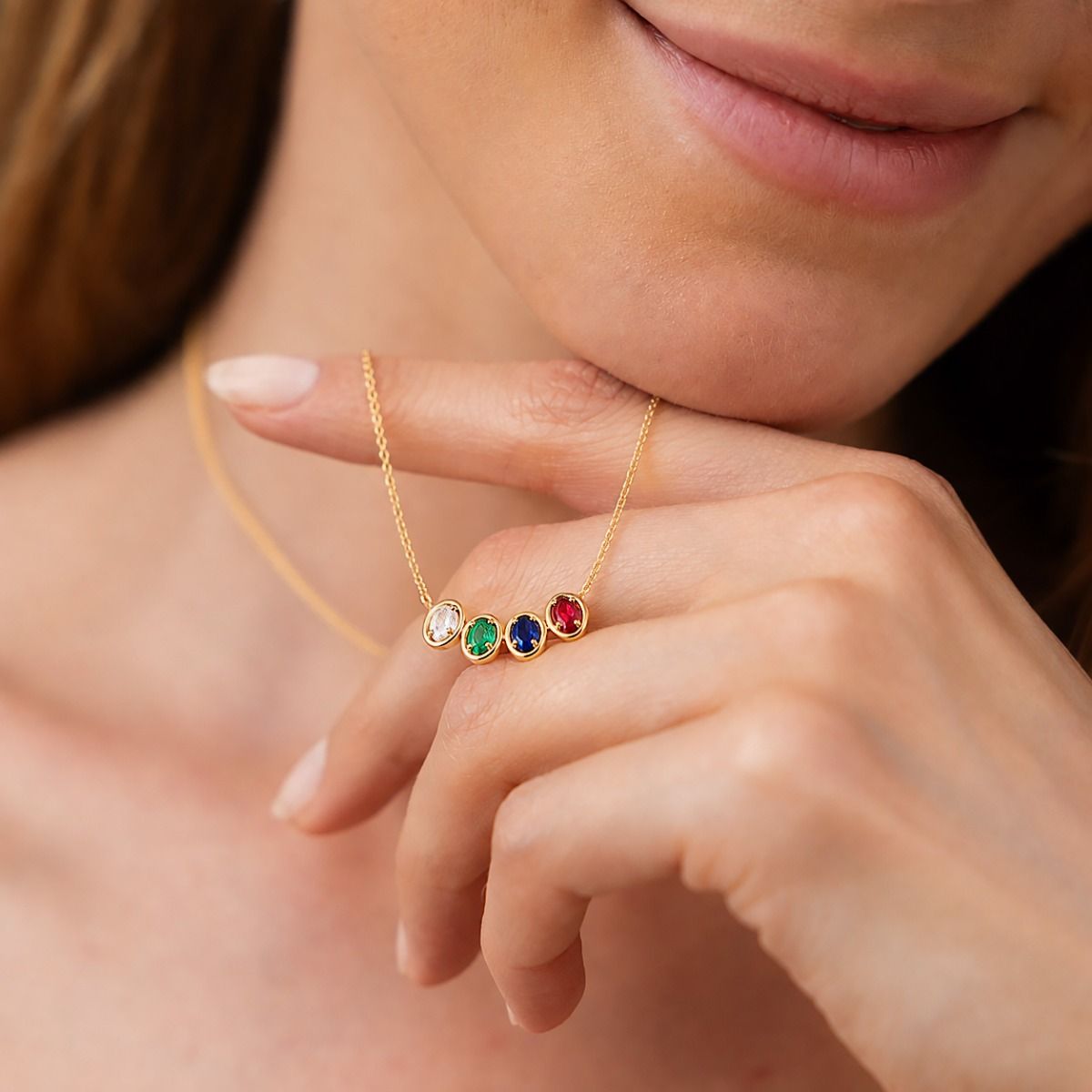 Collier Étoiles de Talisa avec Pierres de Naissance Ovales - Vermeil 18ct