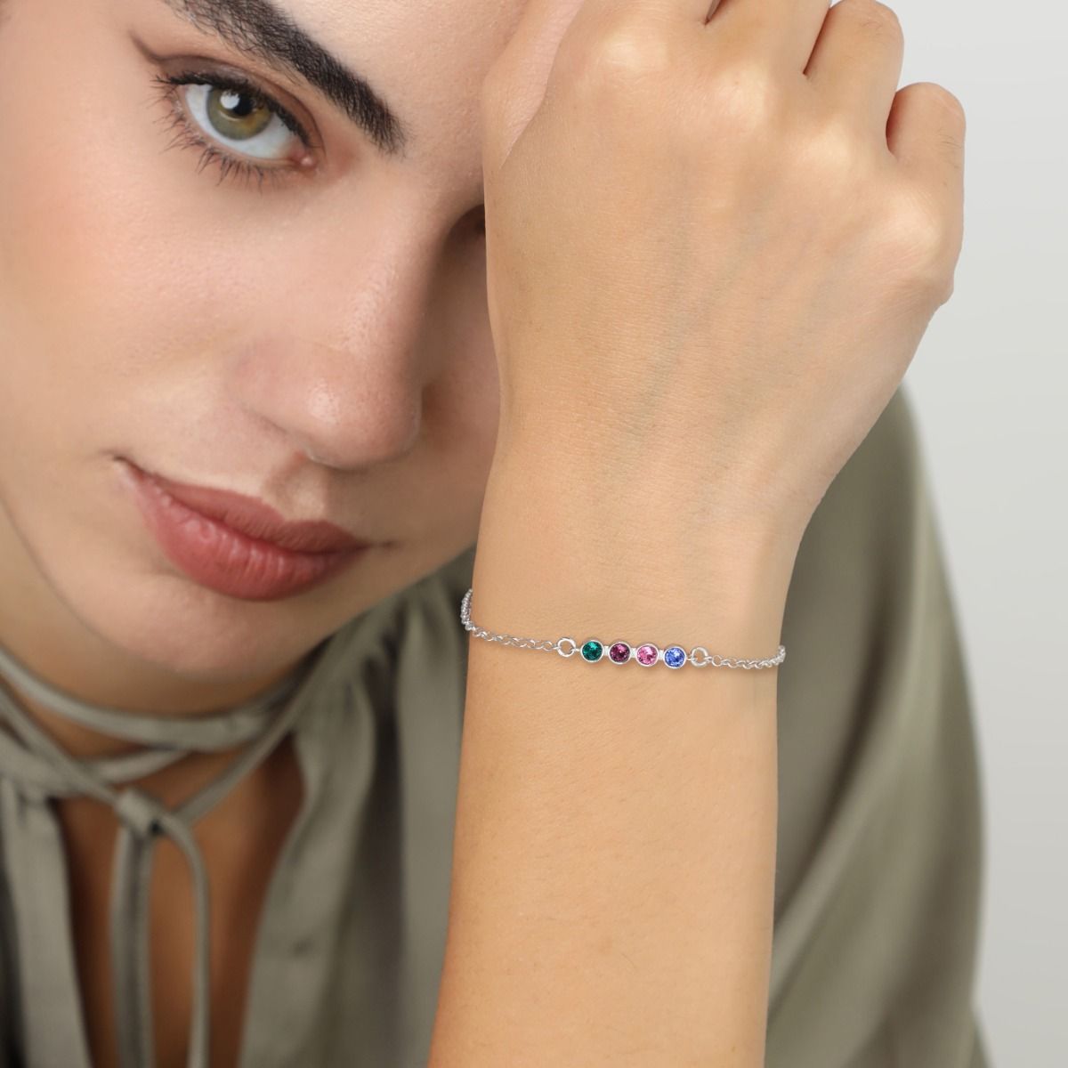 Pulsera Estrellas Talisa con Piedras de Nacimiento [Plata de Ley]