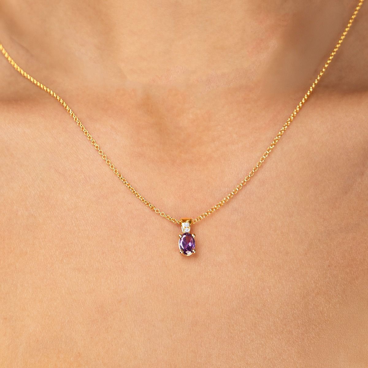 Collier Aurelia avec Pierre de Naissance et Diamants - Vermeil 18ct