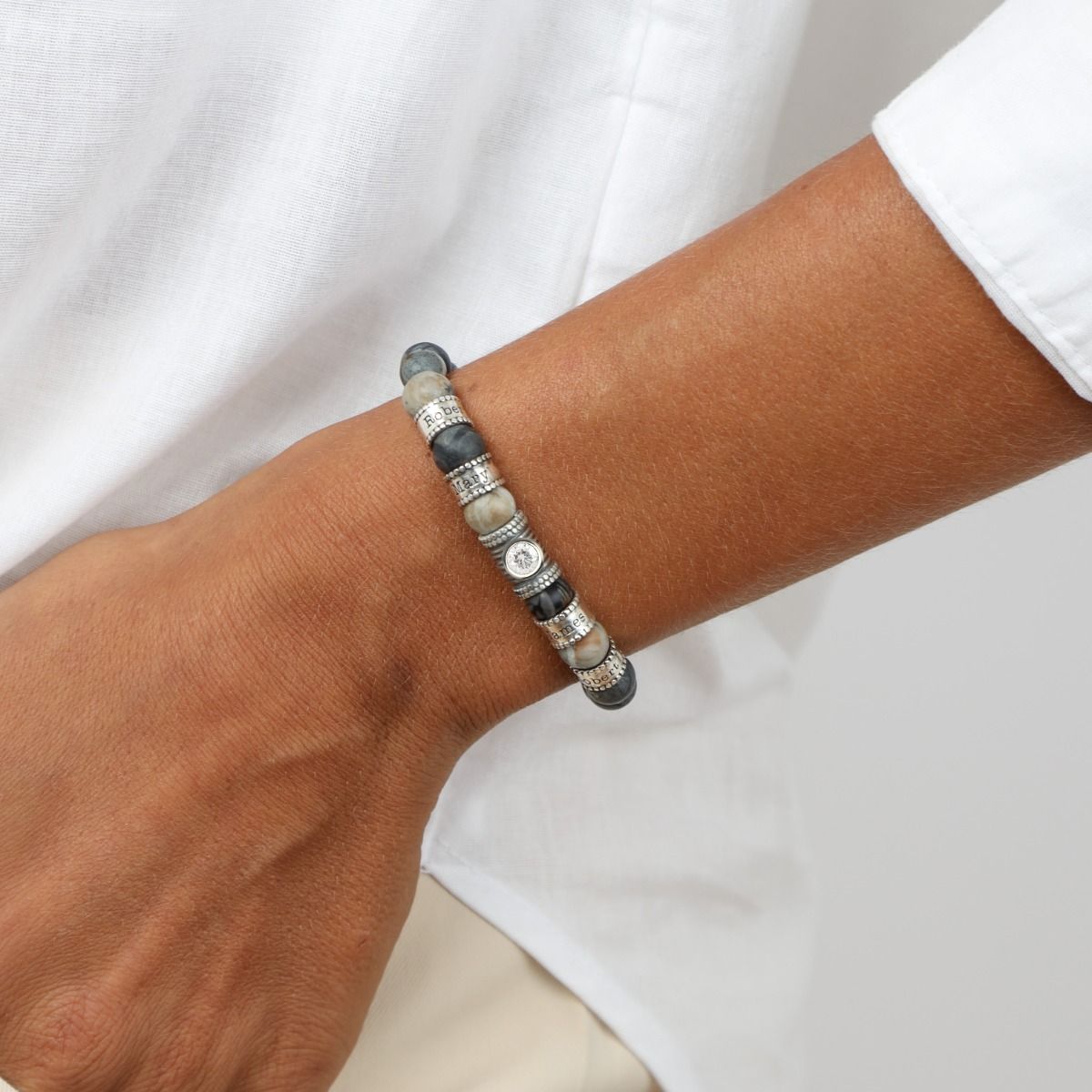 Herzensbindungen Armband aus Howlith [Sterlingsilber]