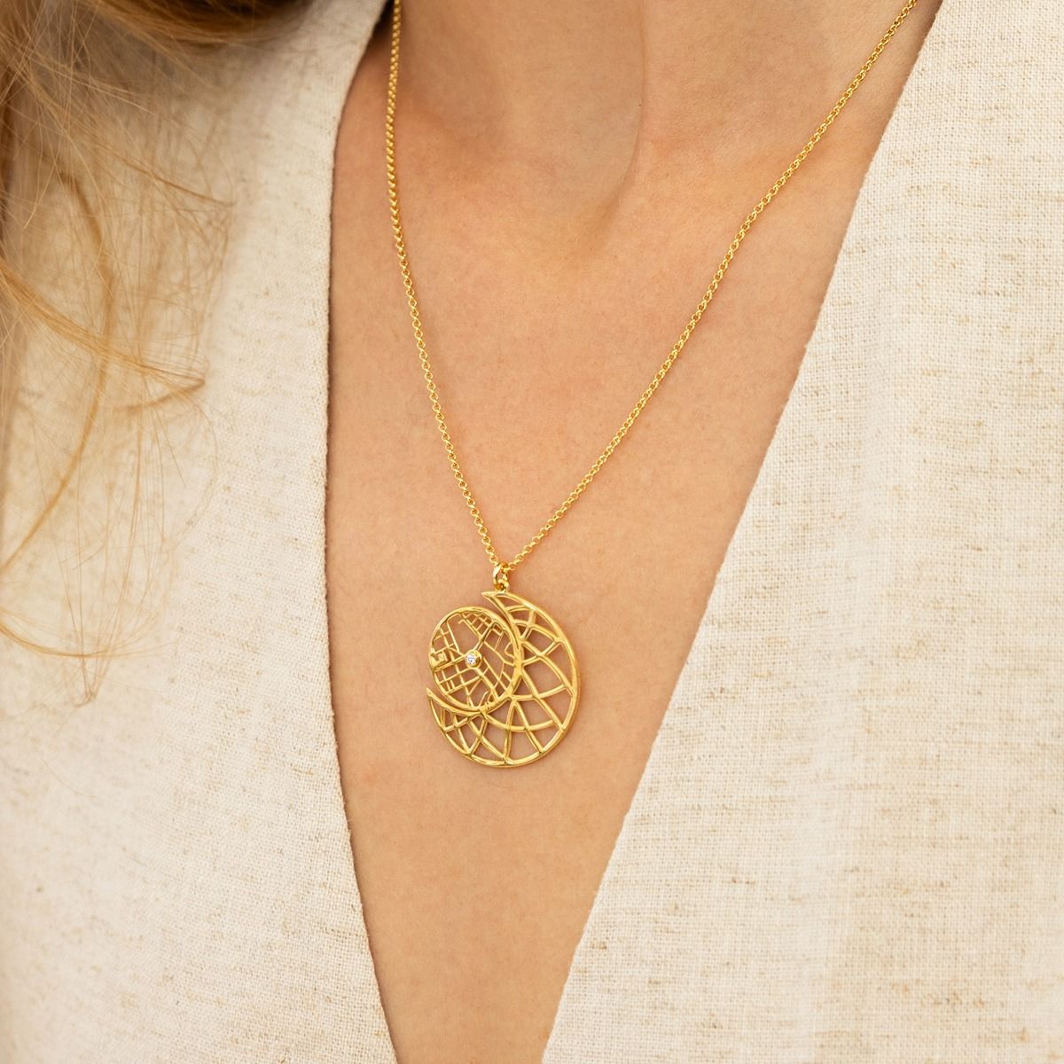 Collier Carte Lunaire Précieuse - Vermeil 18ct