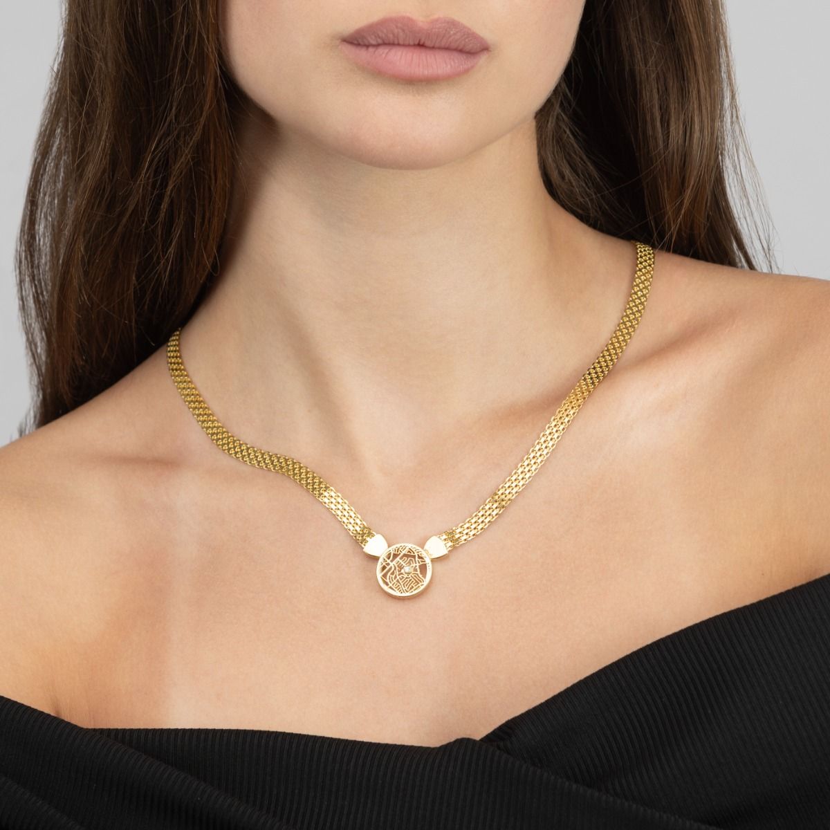 Beliebter Ort Milanaise Karten Kette [750er Gold Vermeil]