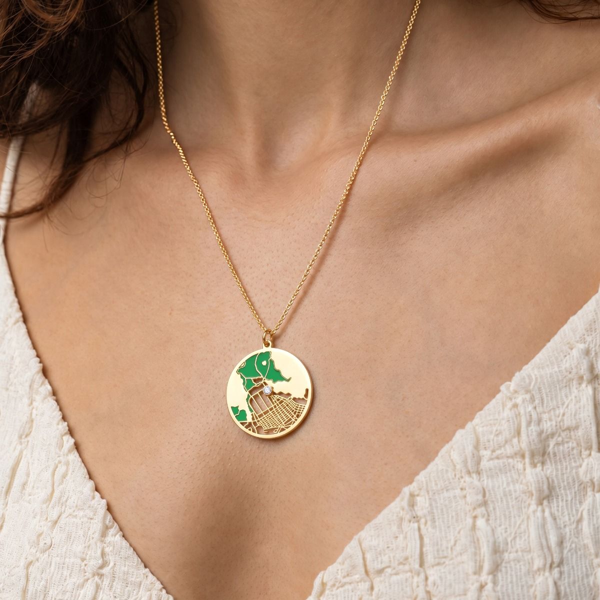 Talisa Terra Map Necklace [18K Gold Plated]