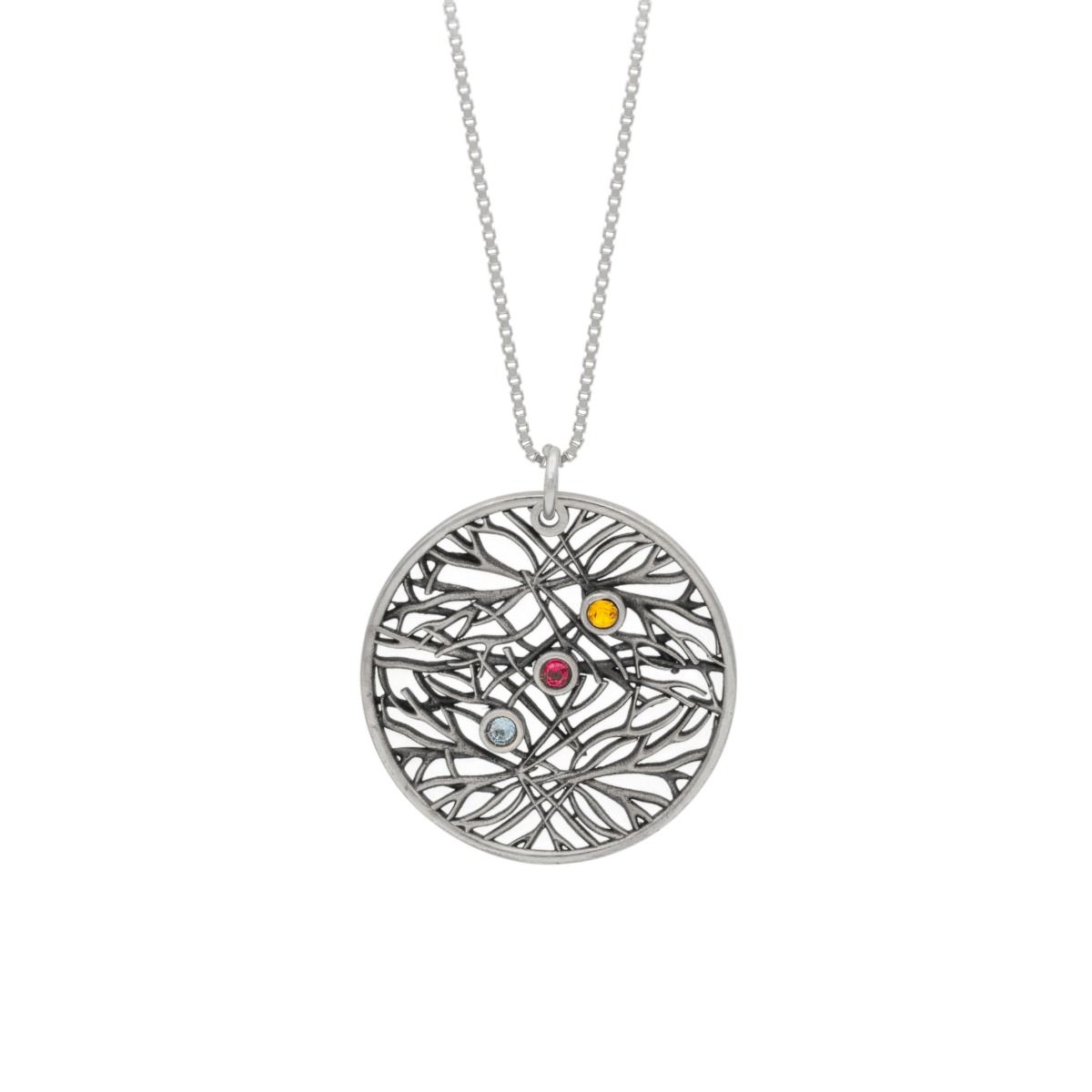 Collana Radici di Famiglia con Pietra di Nascita [Argento 925]